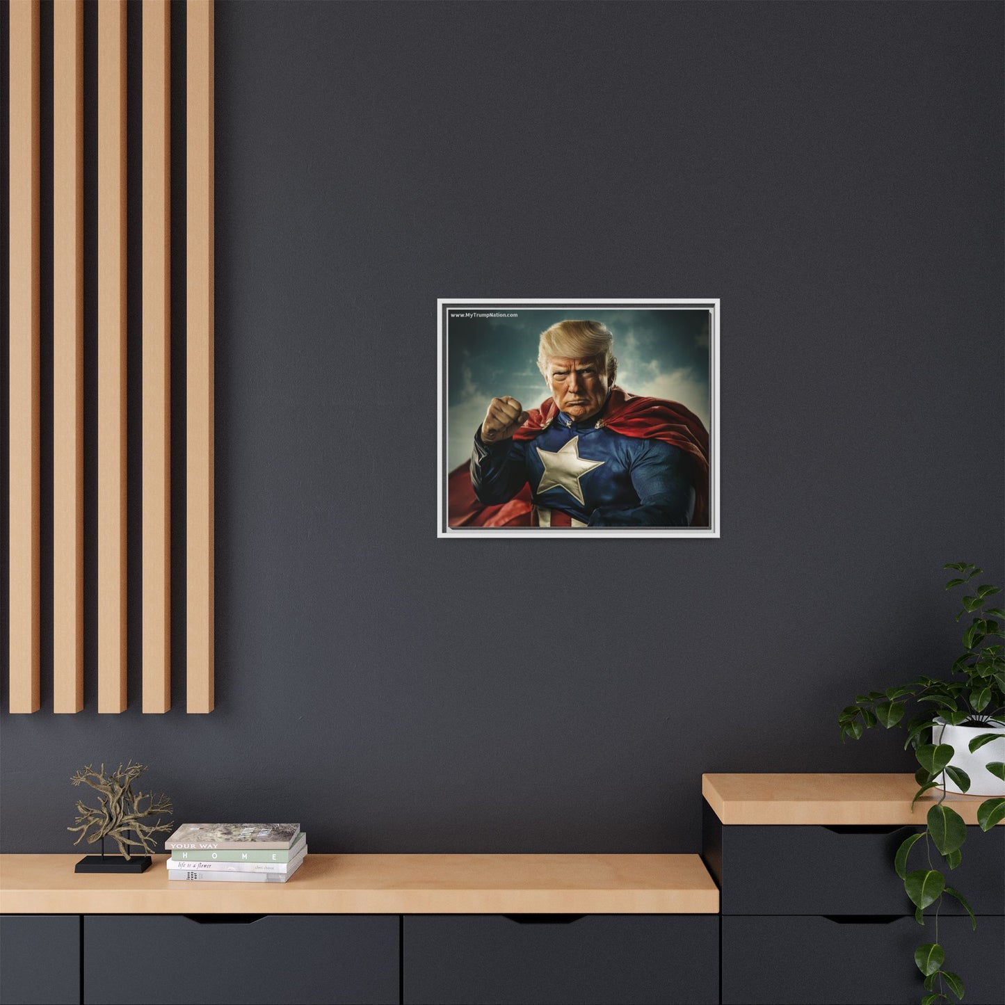 Donald Trump Patriotic Superhero Framed Canvas