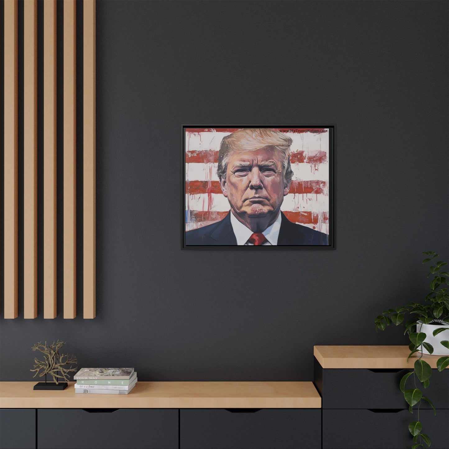 Patriotic Framed Canvas Art - Donald Trump Portrait