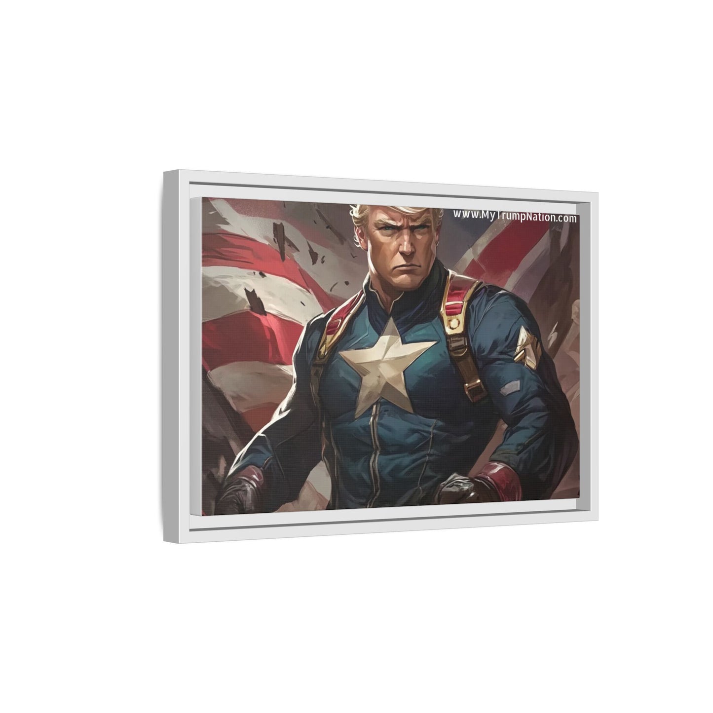 Donald Trump Patriotic Superhero Framed Canvas