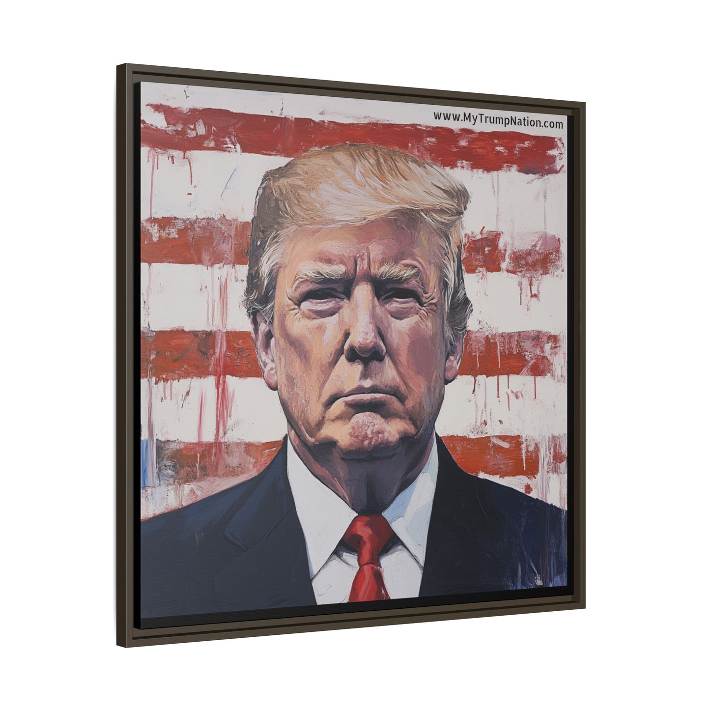 Patriotic Framed Canvas Art - Donald Trump Portrait