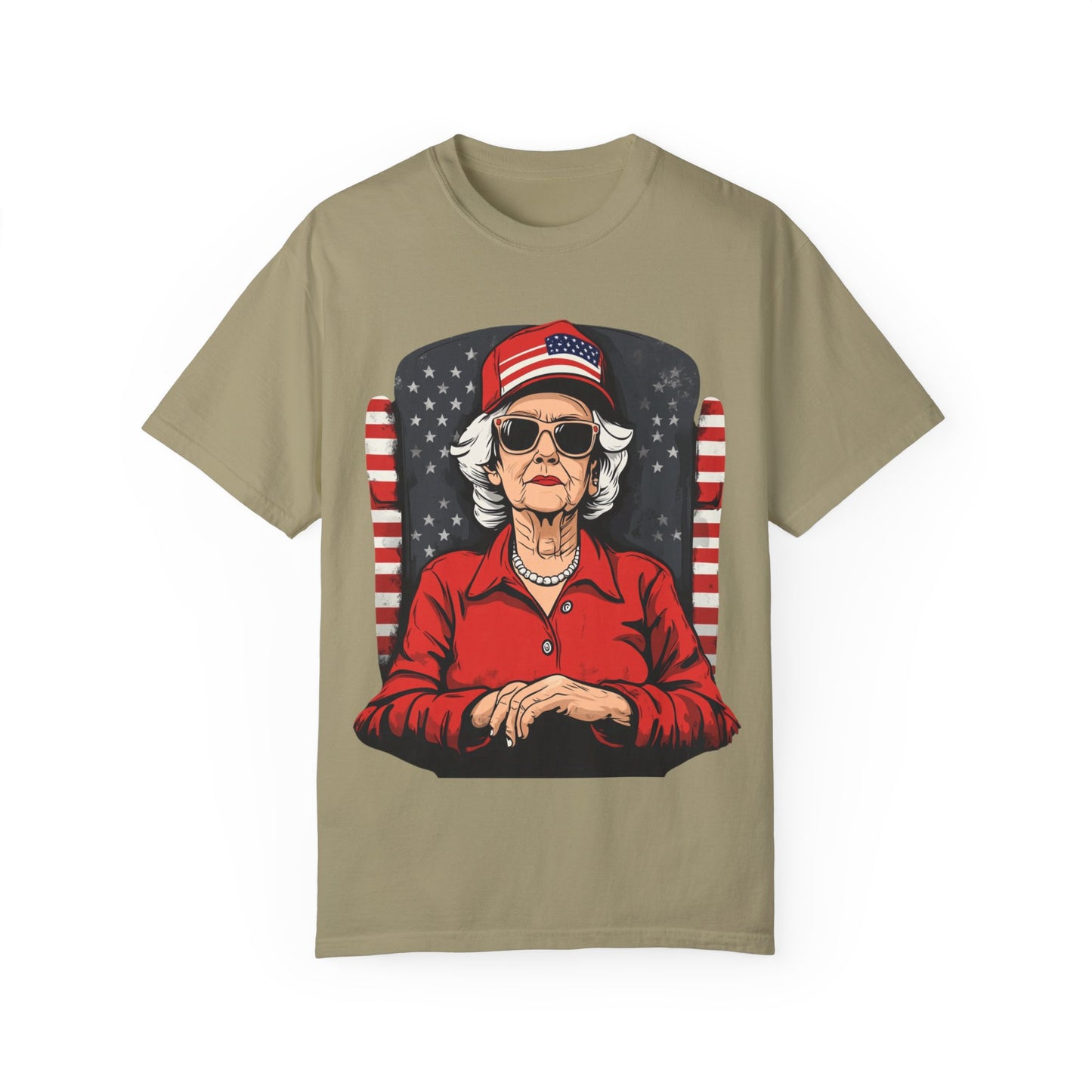 Patriotic Grandma T-Shirt - Unisex Garment-Dyed Tee for Independence Day