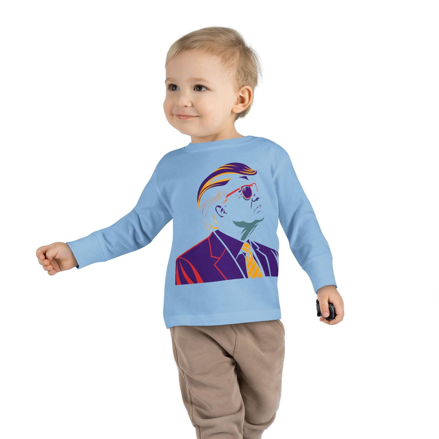 Toddler Long Sleeve Tee - Cool Political Kids Shirt with Sunglasses Design