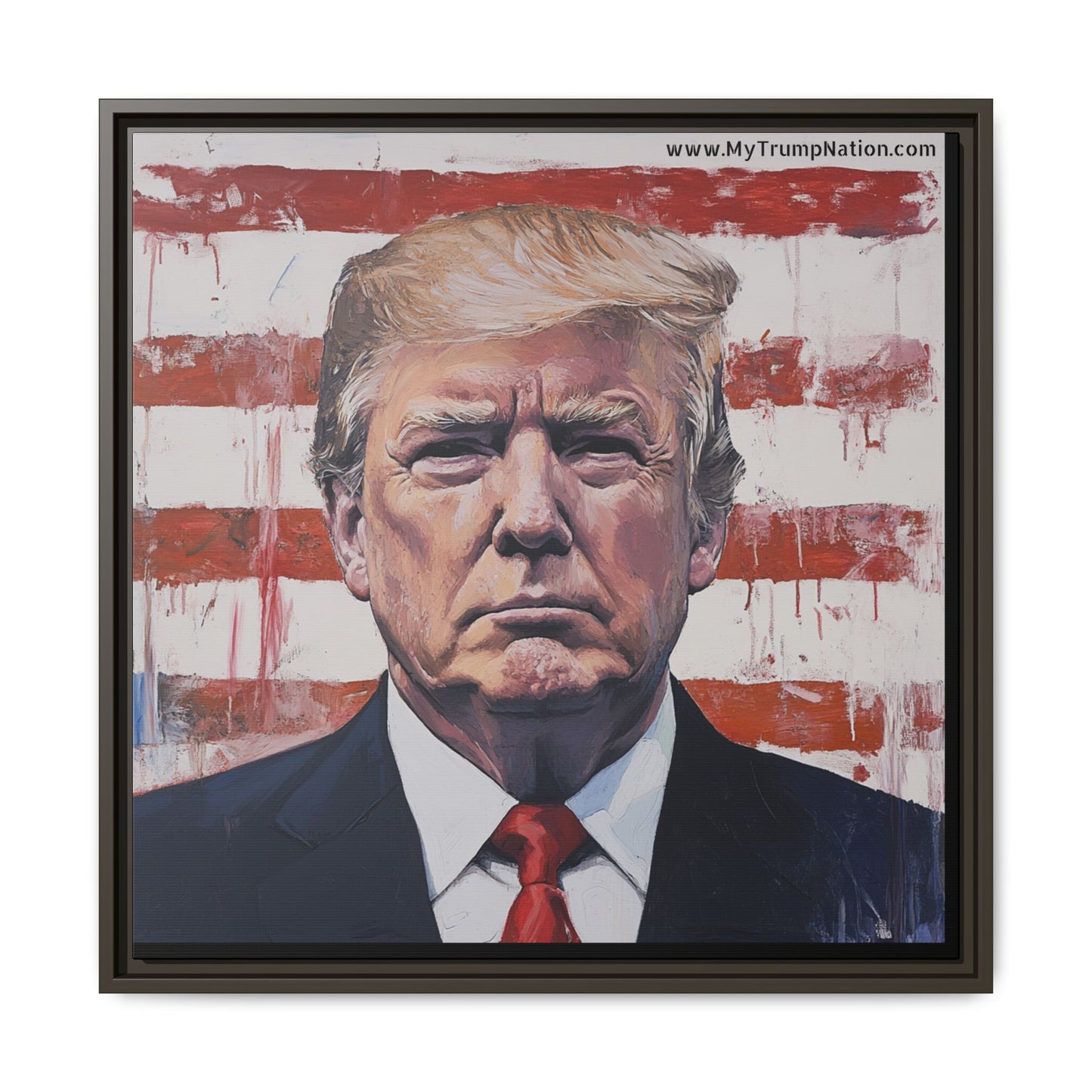 Patriotic Framed Canvas Art - Donald Trump Portrait