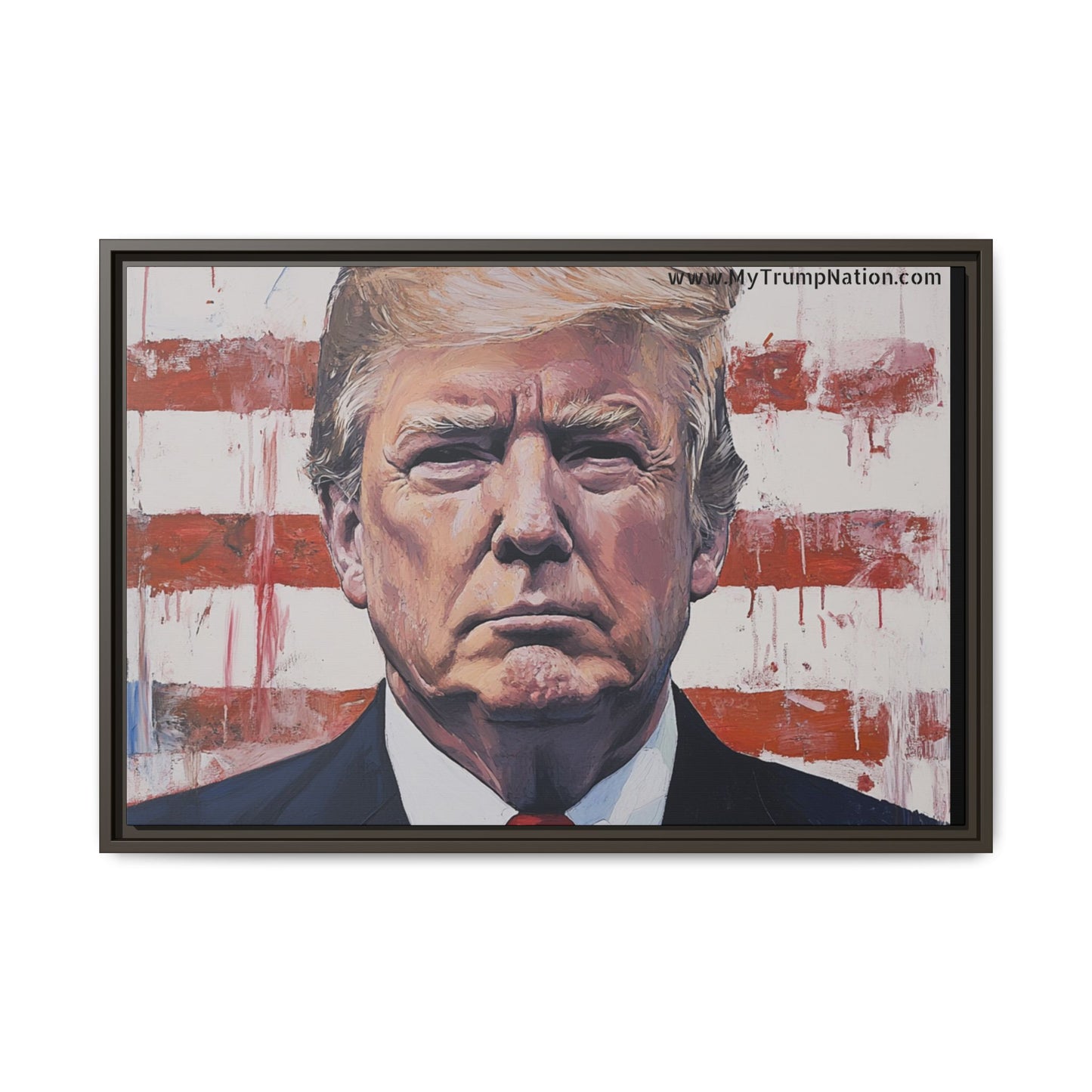 Patriotic Framed Canvas Art - Donald Trump Portrait