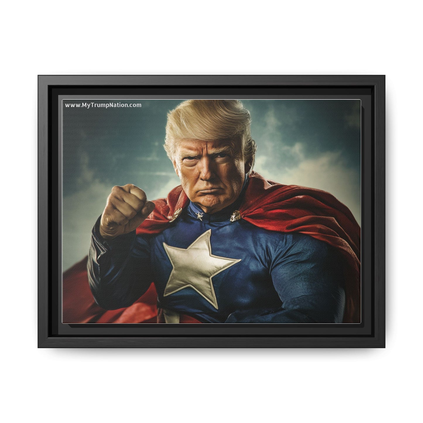 Donald Trump Patriotic Superhero Framed Canvas