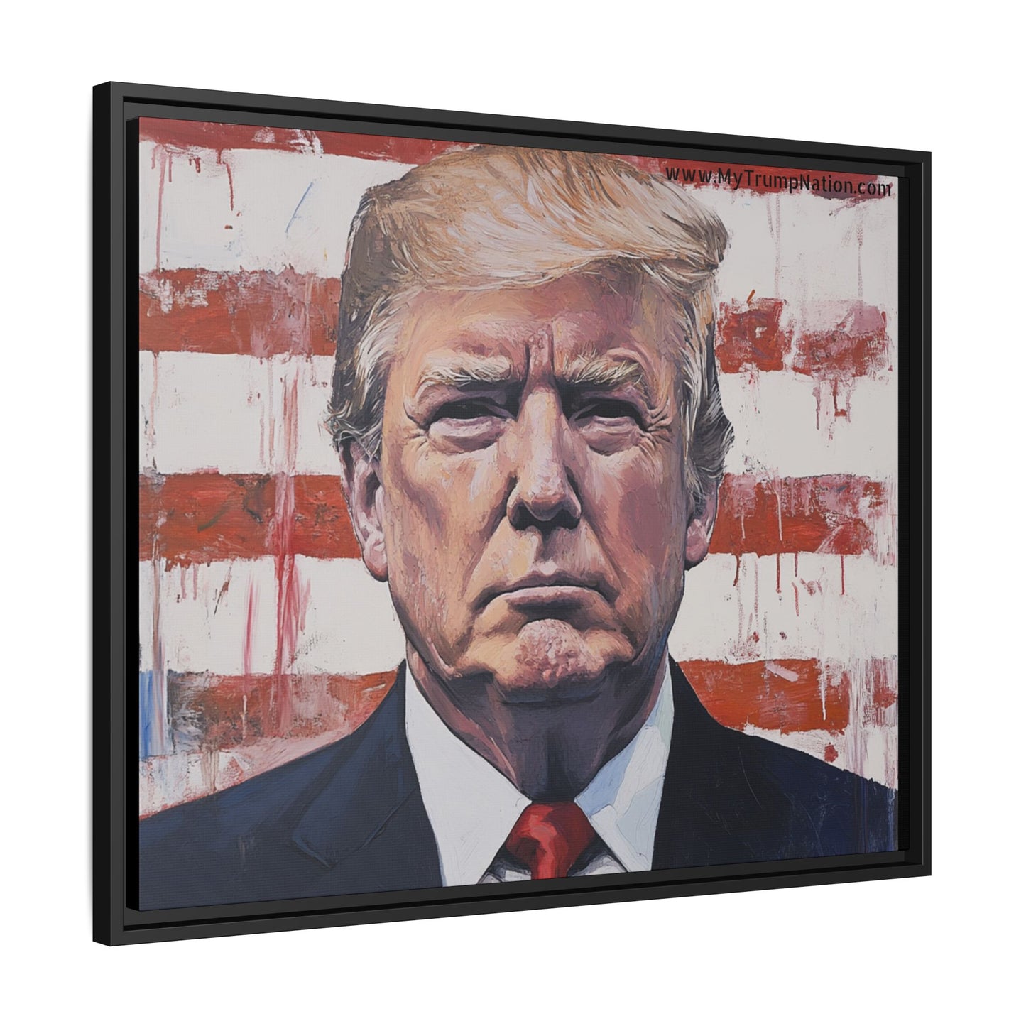 Patriotic Framed Canvas Art - Donald Trump Portrait