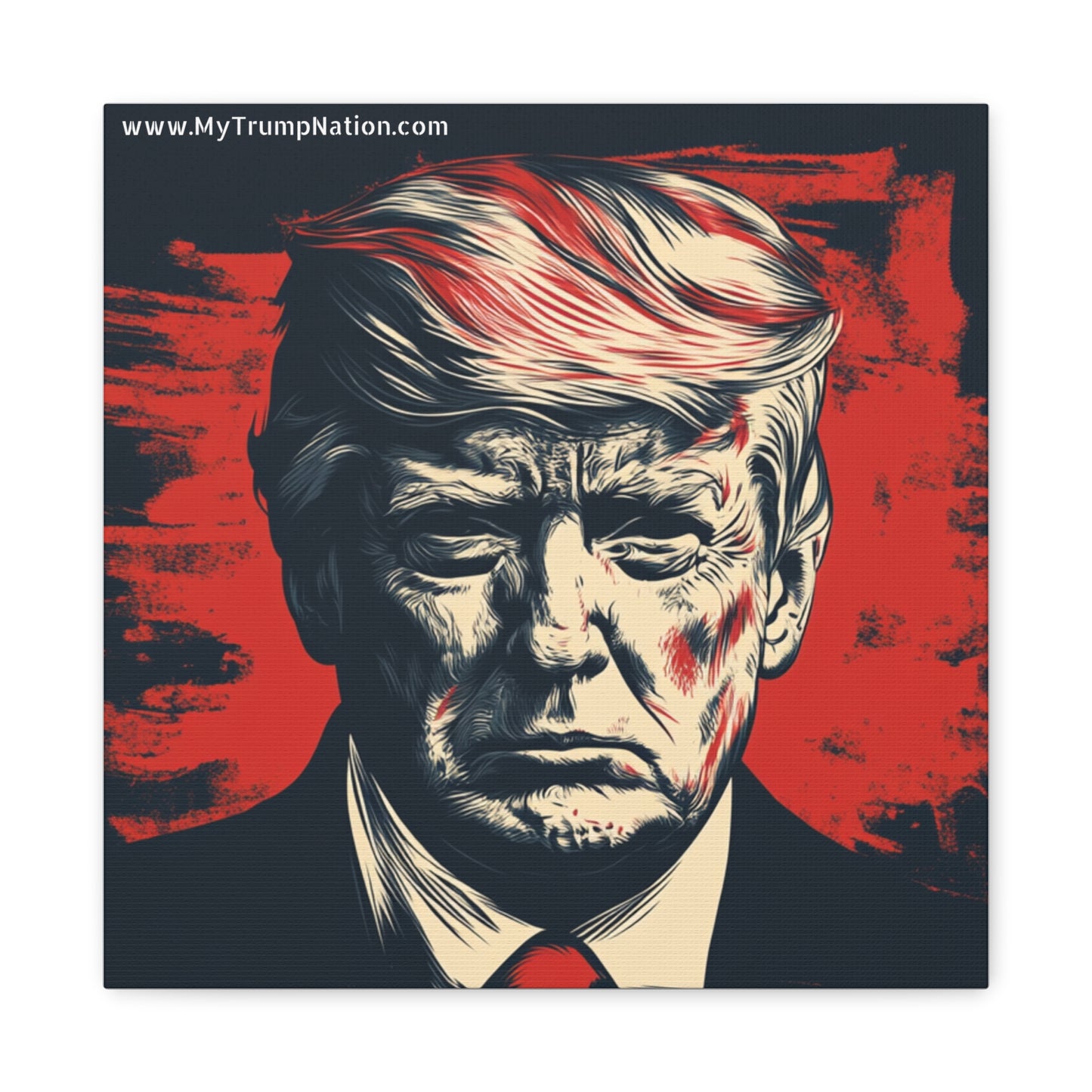 Political Wall Art: Stretched Matte Canvas Featuring Bold Trump Portrait