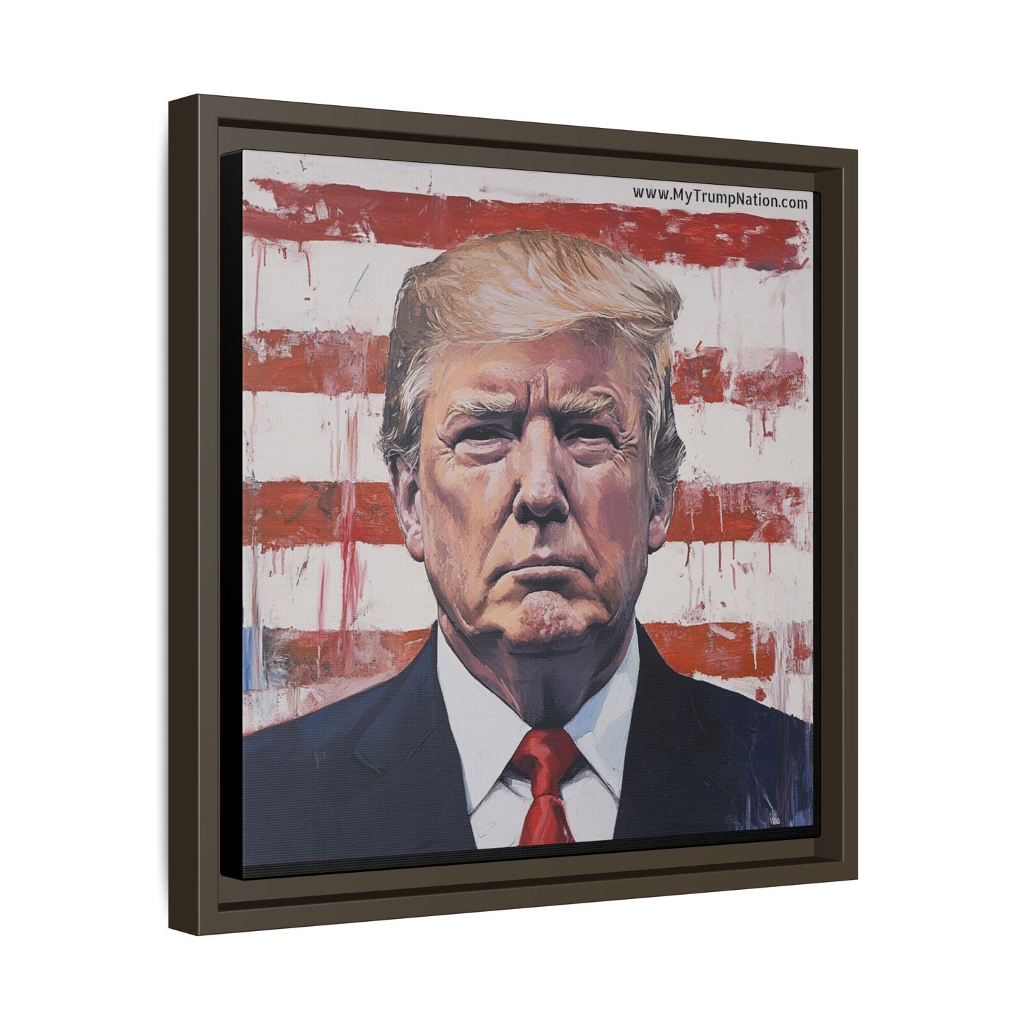 Patriotic Framed Canvas Art - Donald Trump Portrait