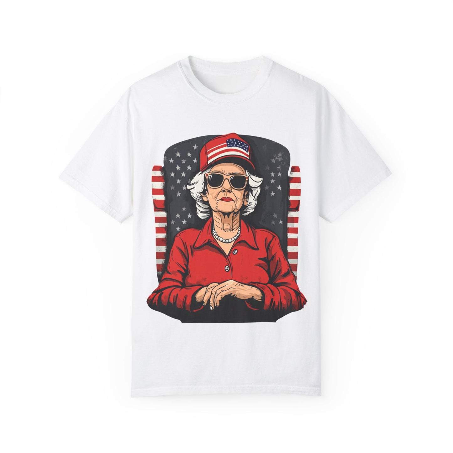 Patriotic Grandma T-Shirt - Unisex Garment-Dyed Tee for Independence Day