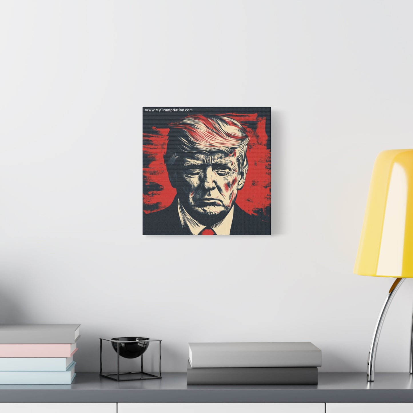 Political Wall Art: Stretched Matte Canvas Featuring Bold Trump Portrait