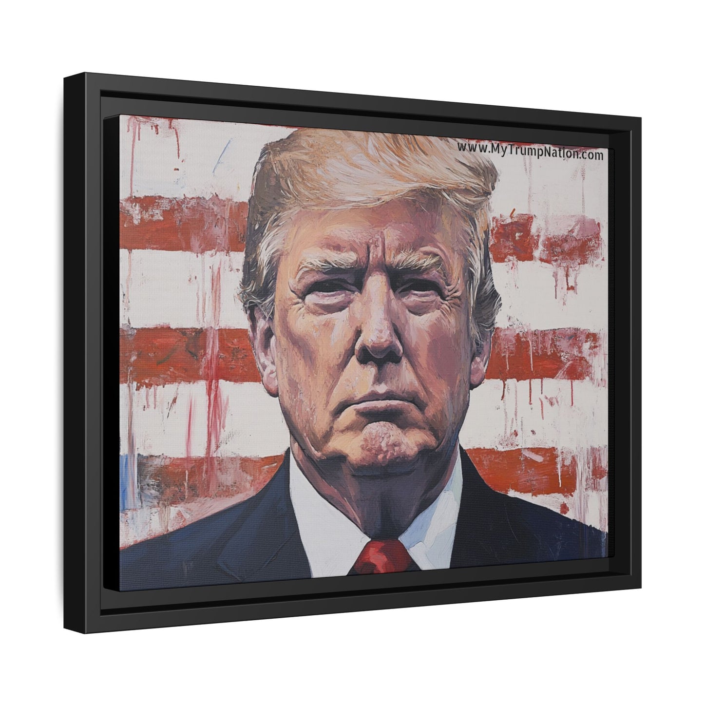 Patriotic Framed Canvas Art - Donald Trump Portrait