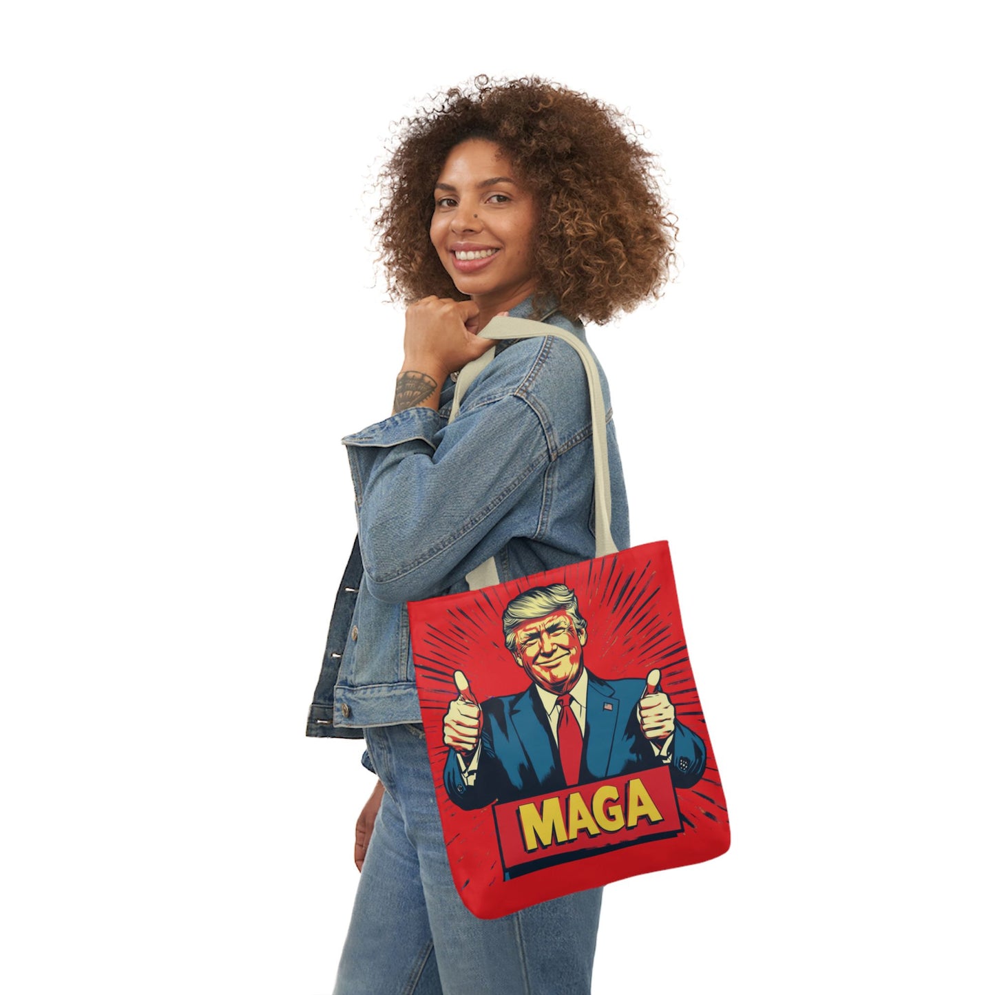 MAGA Canvas Tote Bag with Colorful Straps