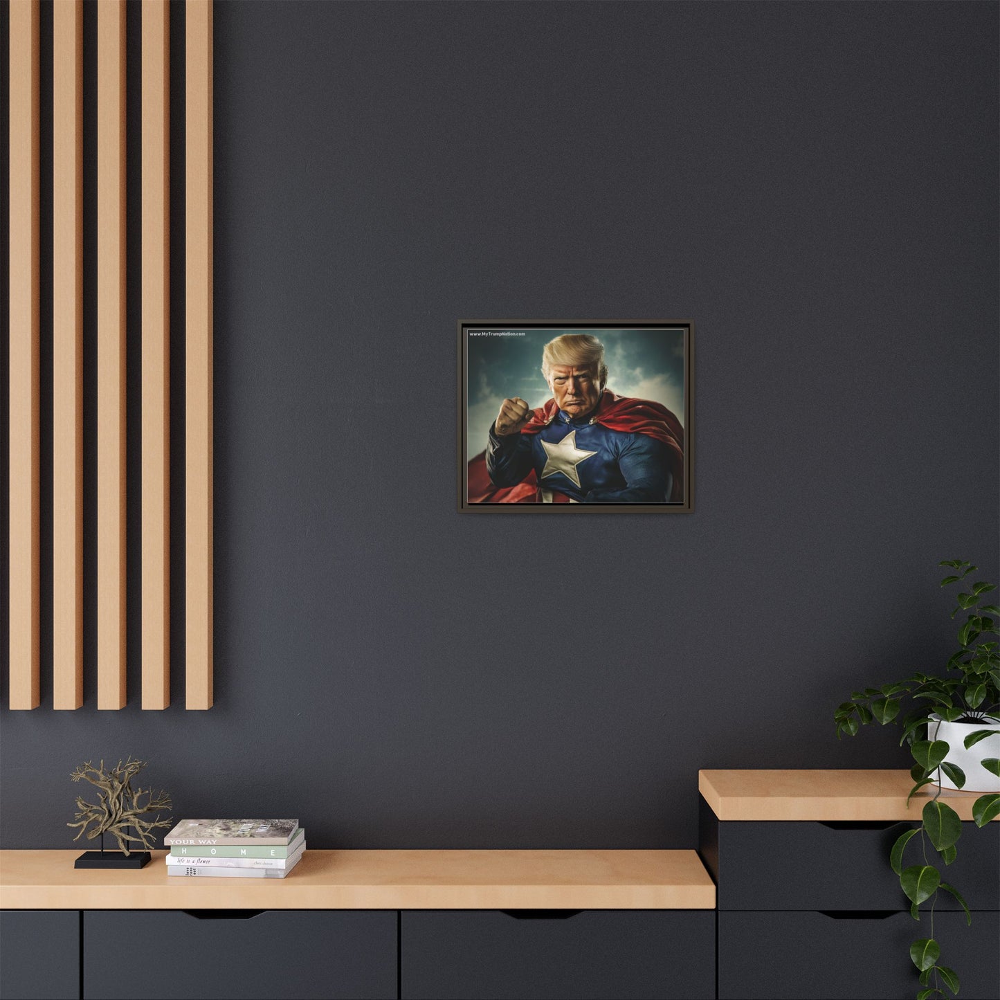 Donald Trump Patriotic Superhero Framed Canvas