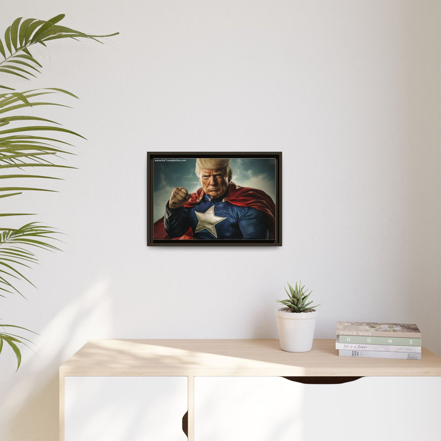 Donald Trump Patriotic Superhero Framed Canvas
