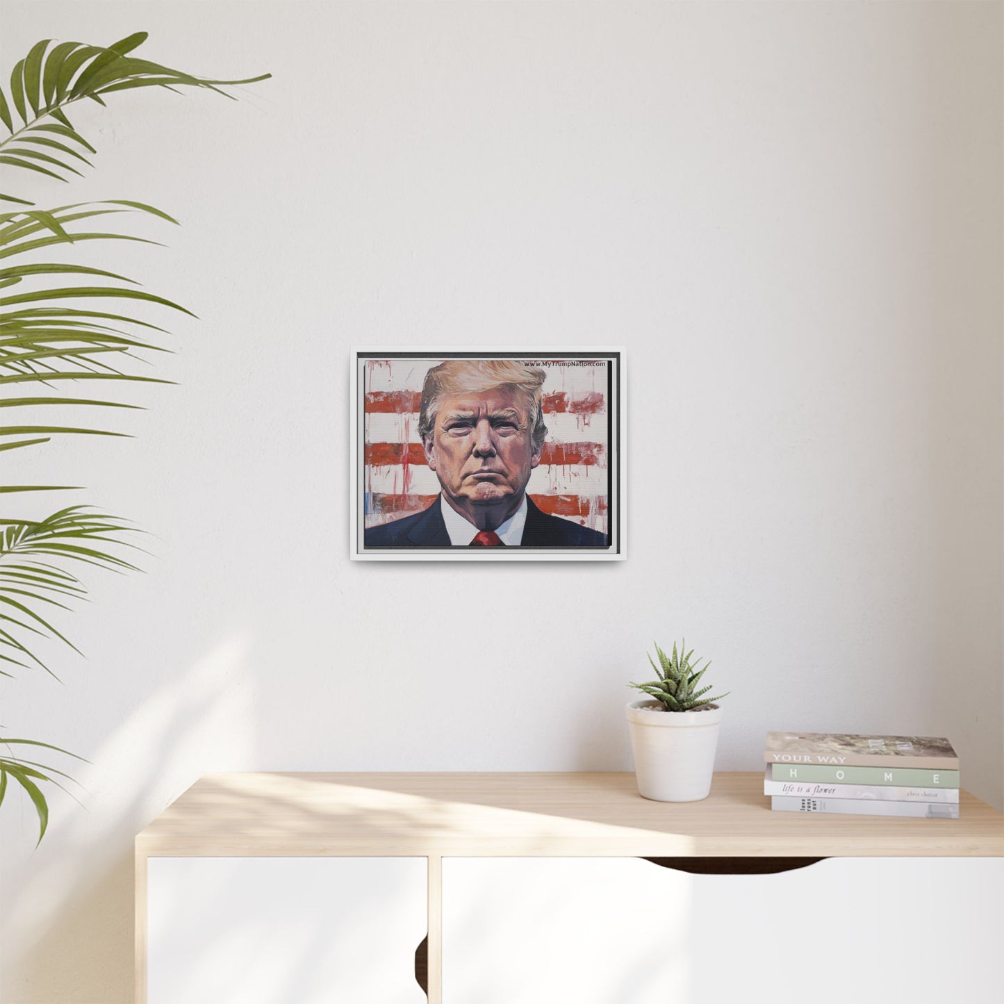 Patriotic Framed Canvas Art - Donald Trump Portrait