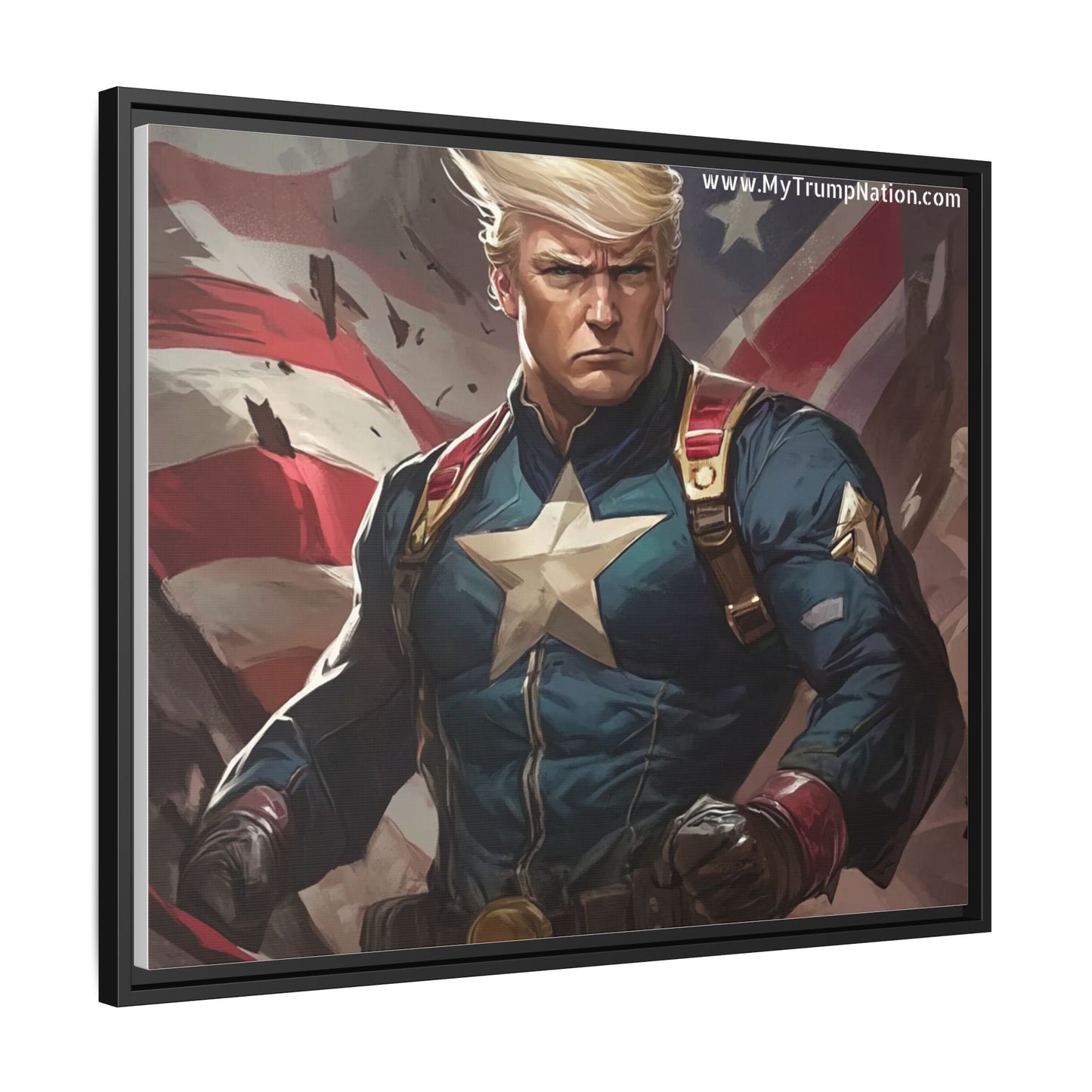 Donald Trump Patriotic Superhero Framed Canvas