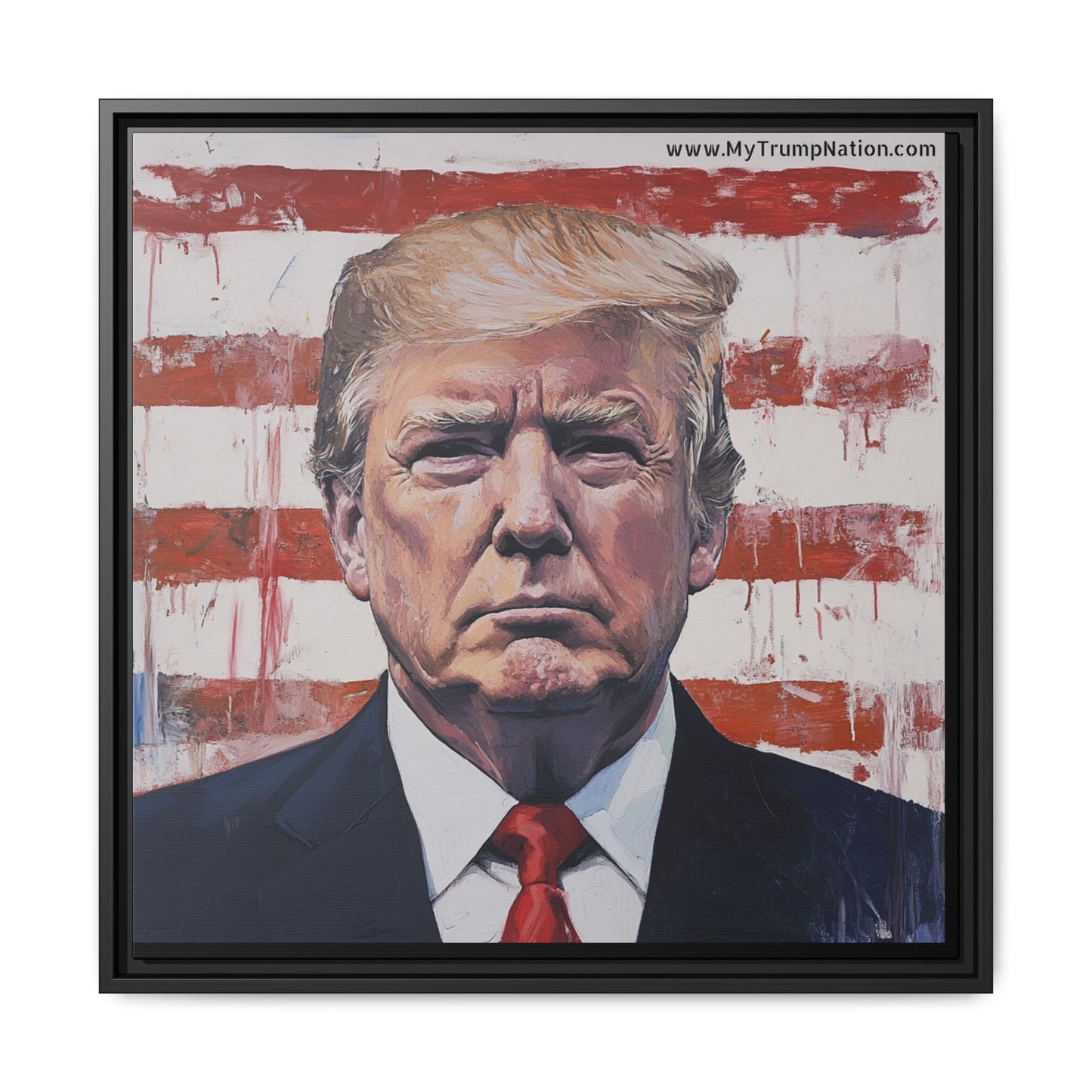 Patriotic Framed Canvas Art - Donald Trump Portrait