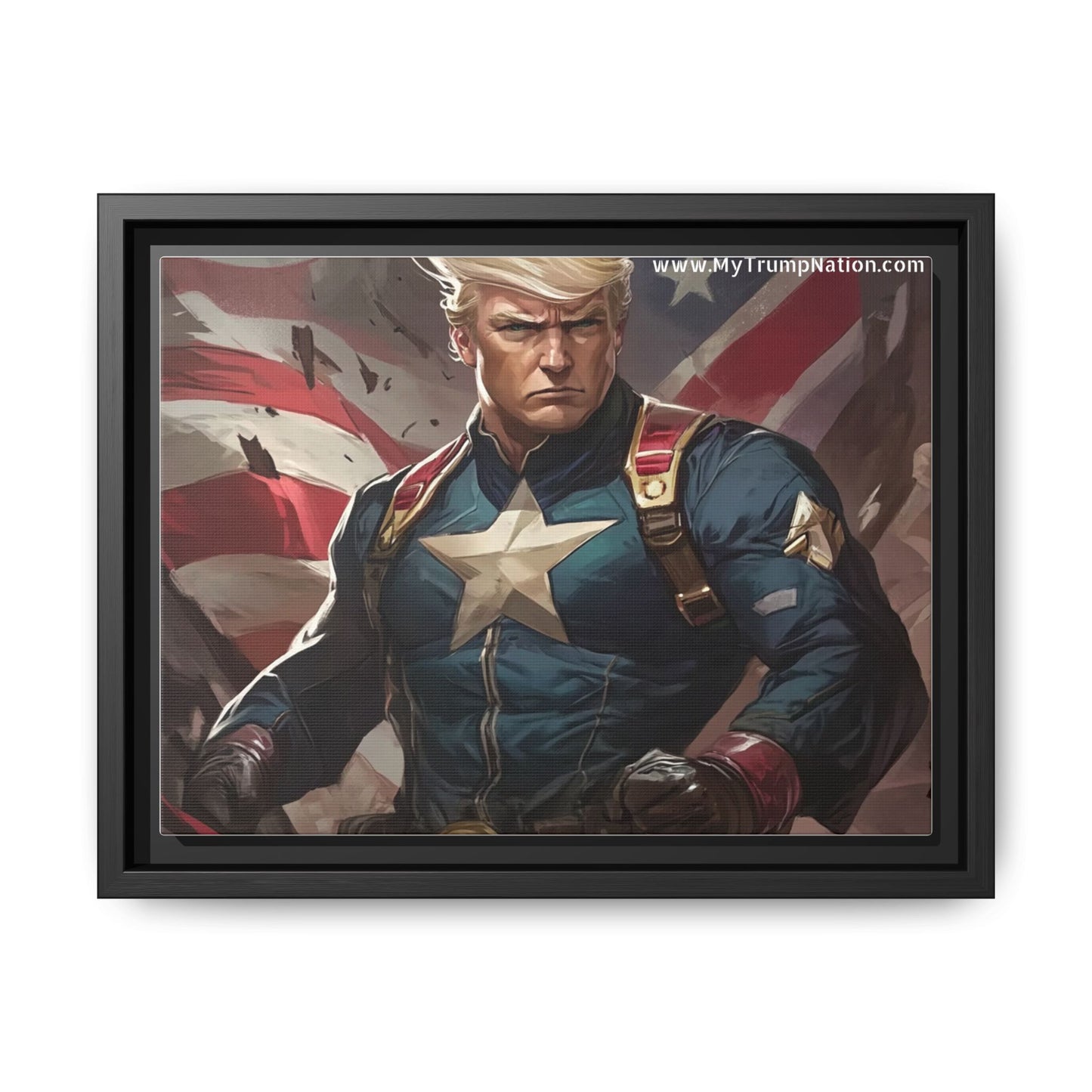 Donald Trump Patriotic Superhero Framed Canvas