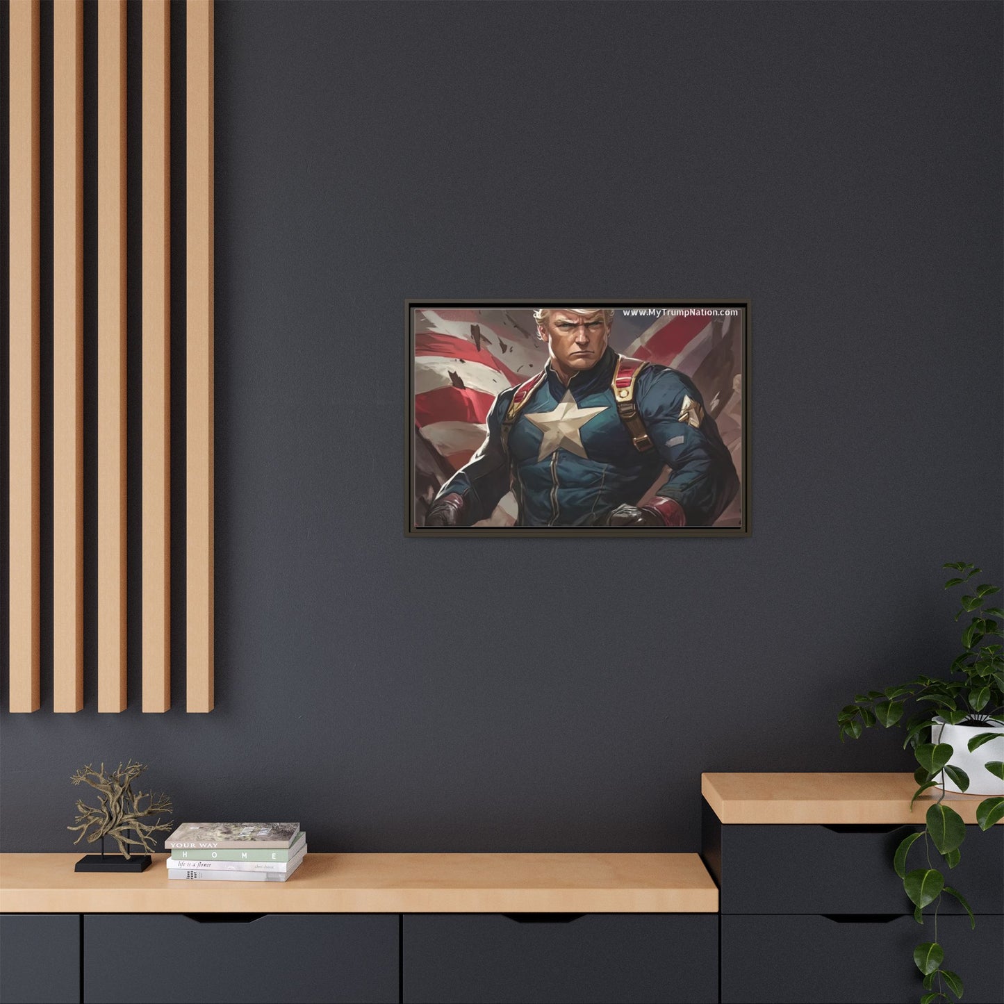 Donald Trump Patriotic Superhero Framed Canvas