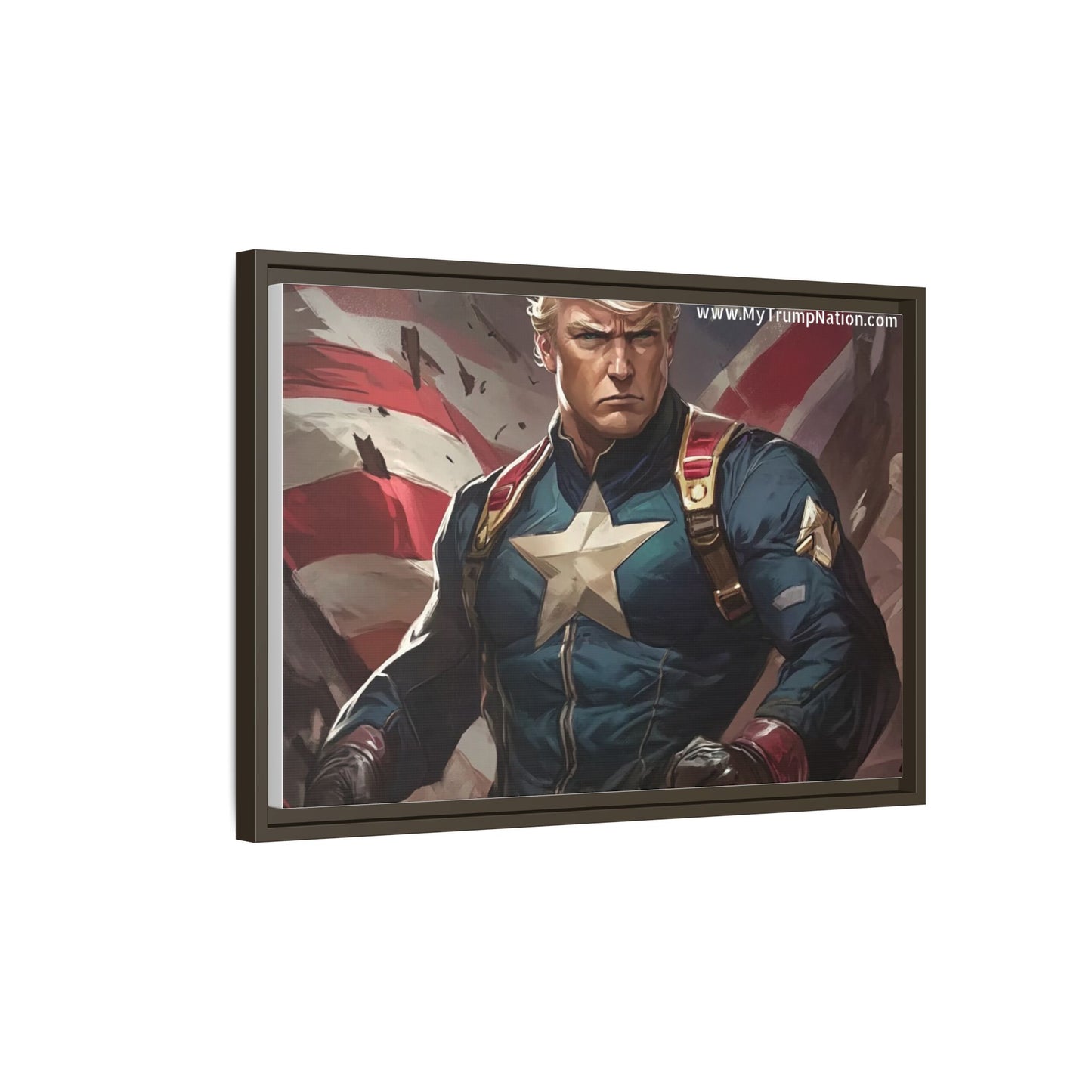 Donald Trump Patriotic Superhero Framed Canvas