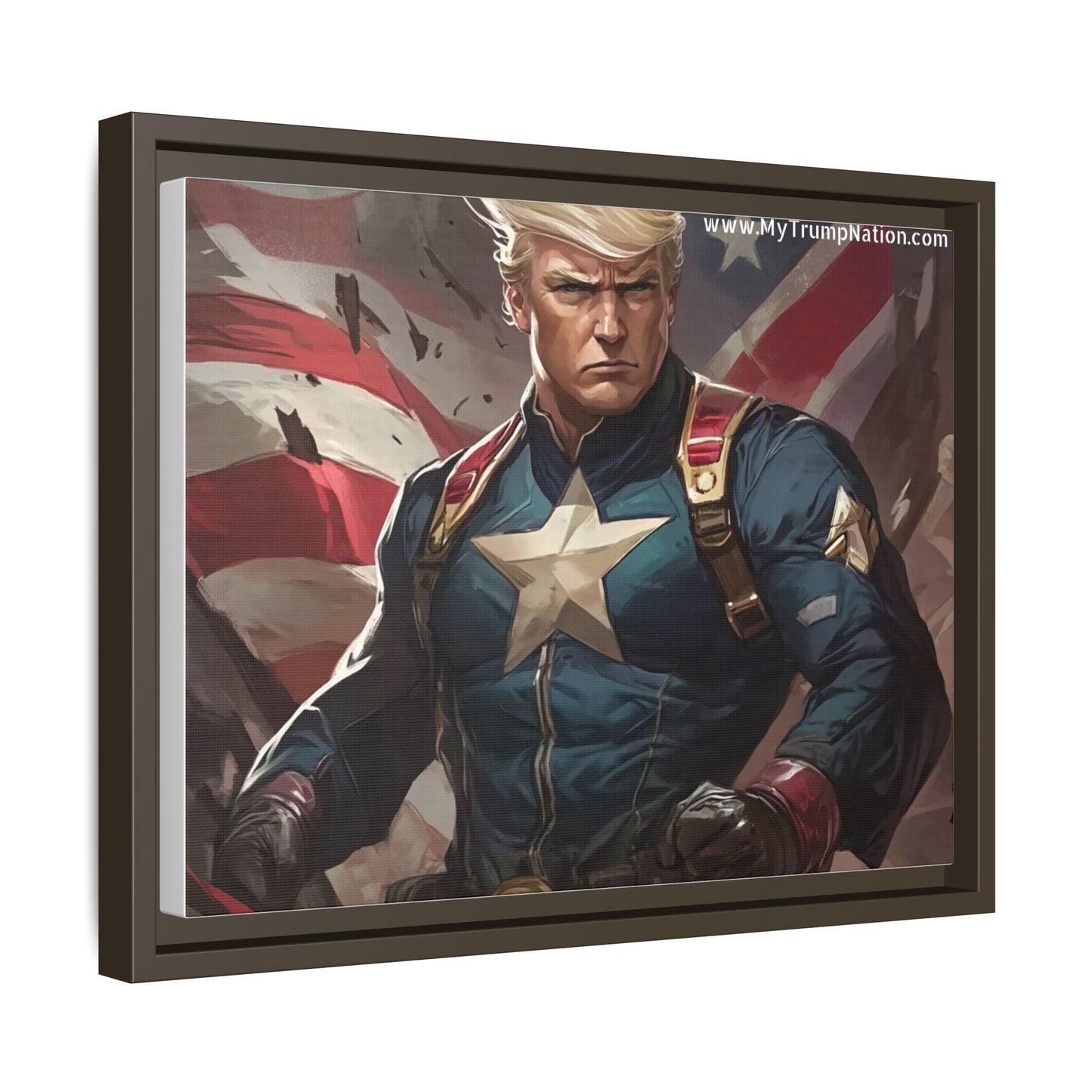 Donald Trump Patriotic Superhero Framed Canvas