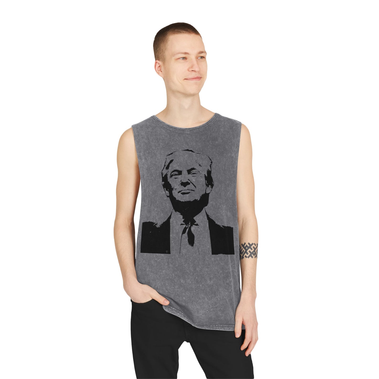 Unisex Stonewash Tank Top - Vintage Style Trump Graphic