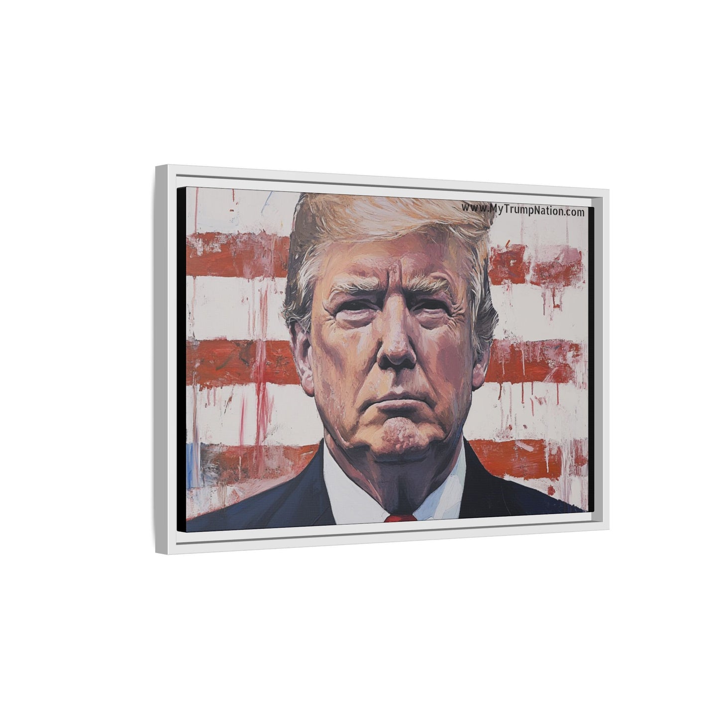 Patriotic Framed Canvas Art - Donald Trump Portrait