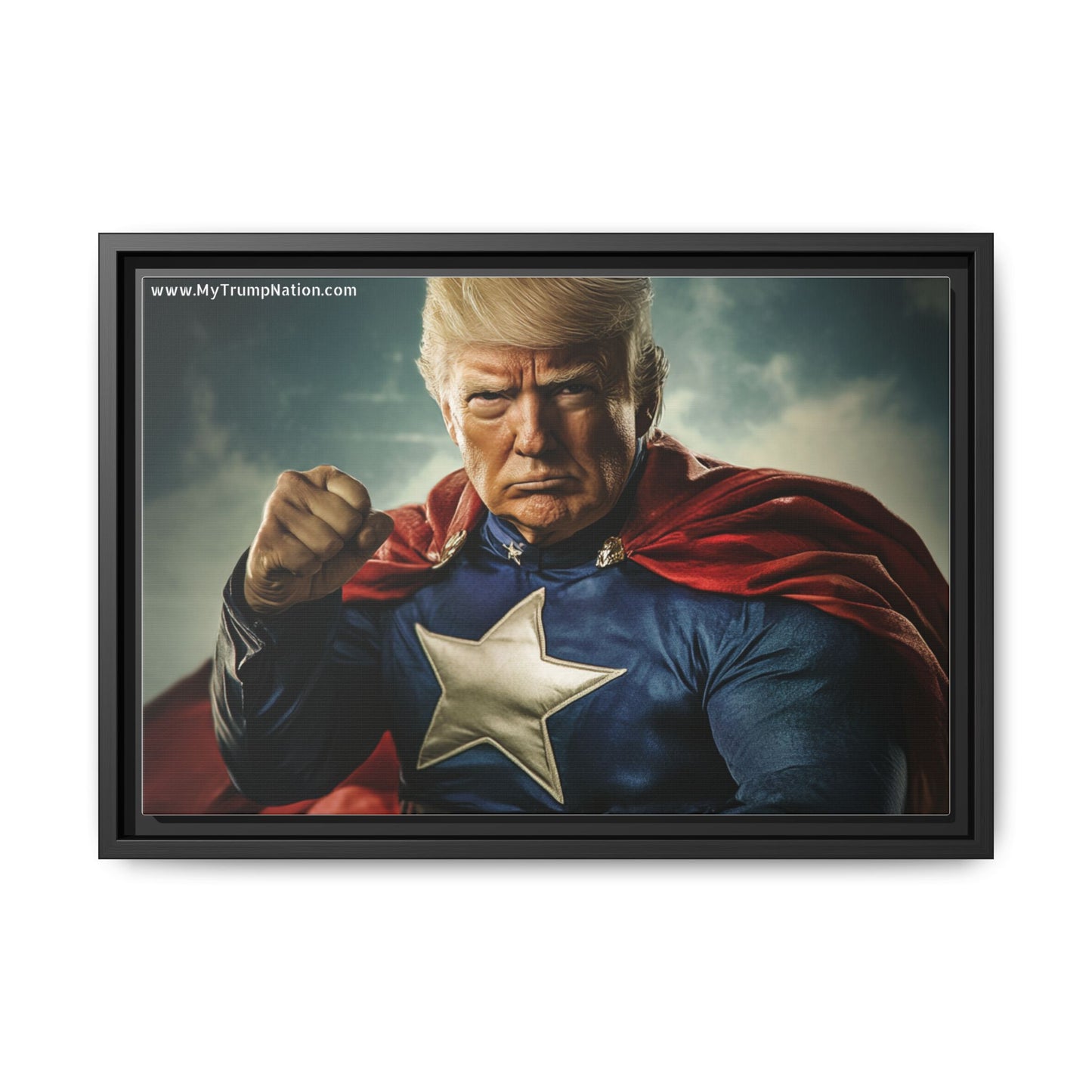 Donald Trump Patriotic Superhero Framed Canvas
