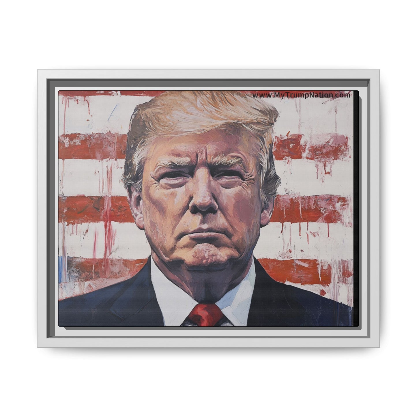Patriotic Framed Canvas Art - Donald Trump Portrait