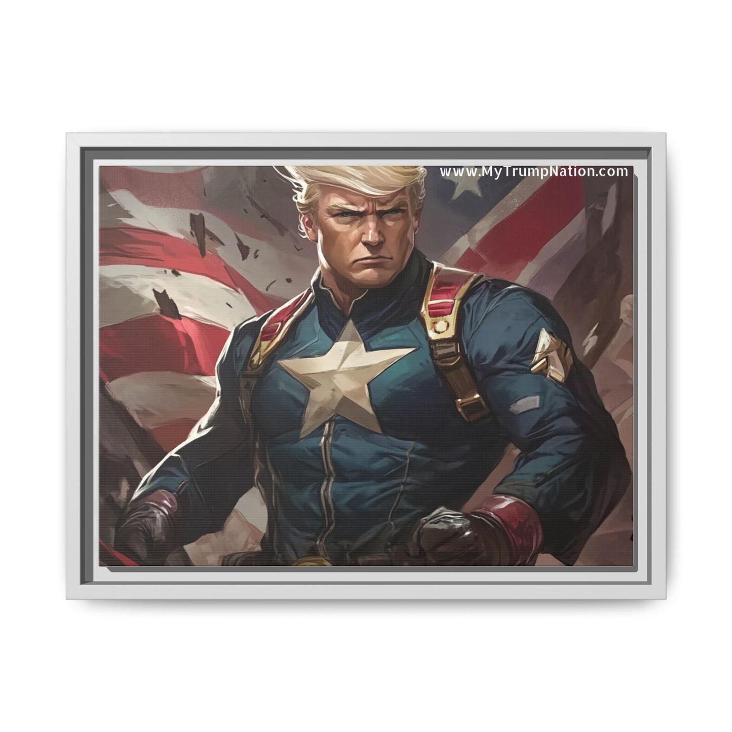 Donald Trump Patriotic Superhero Framed Canvas