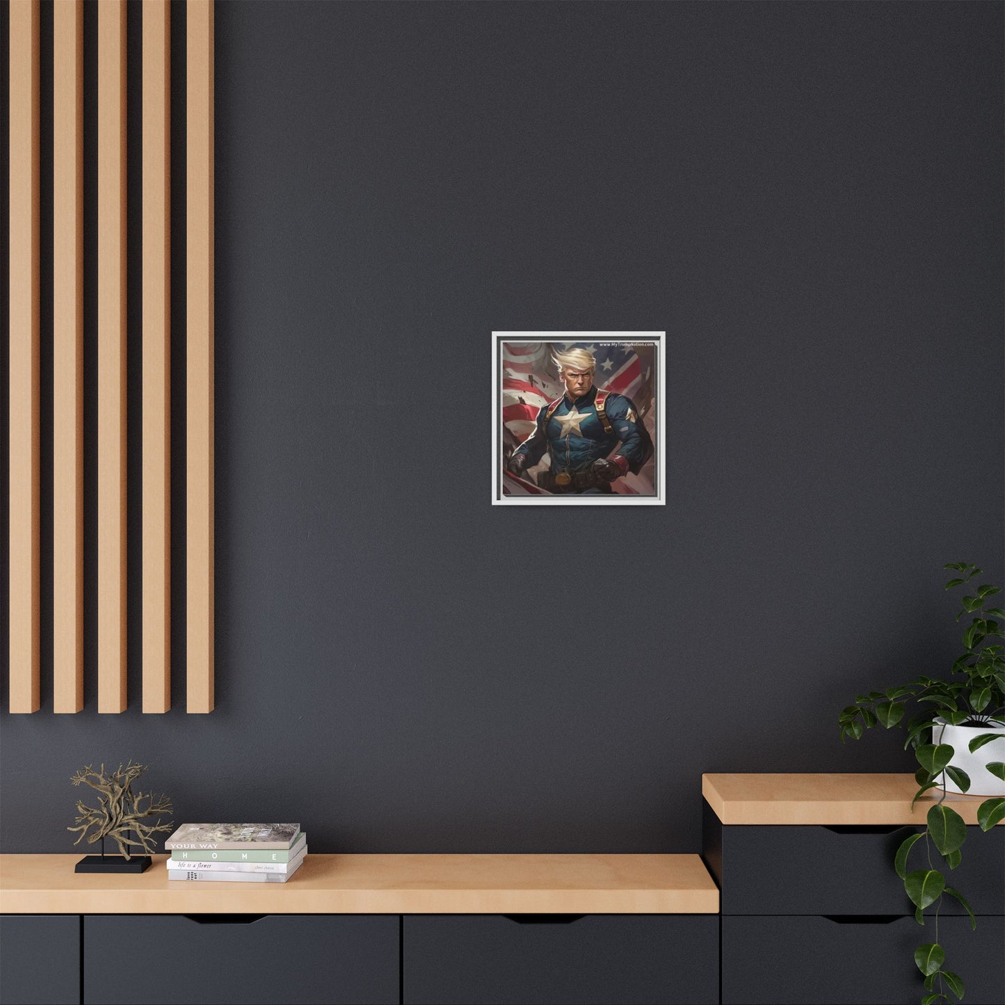 Donald Trump Patriotic Superhero Framed Canvas