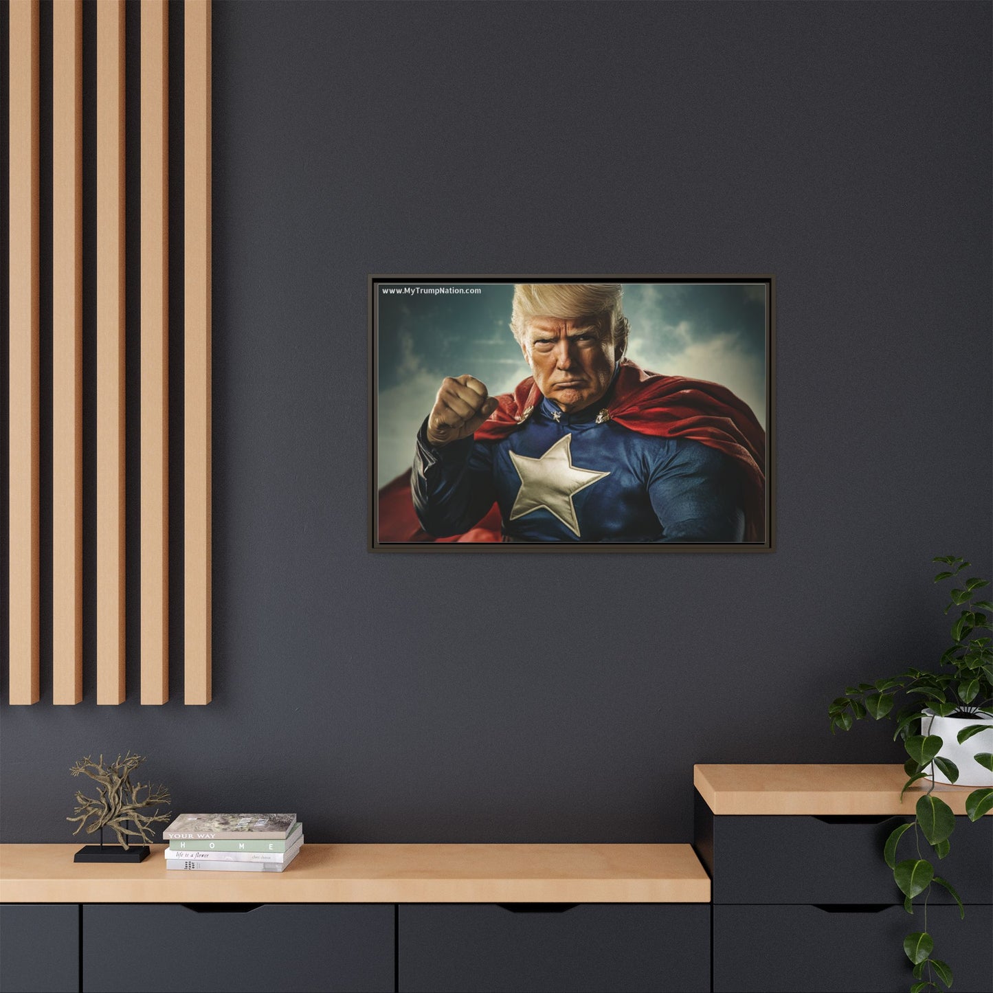 Donald Trump Patriotic Superhero Framed Canvas