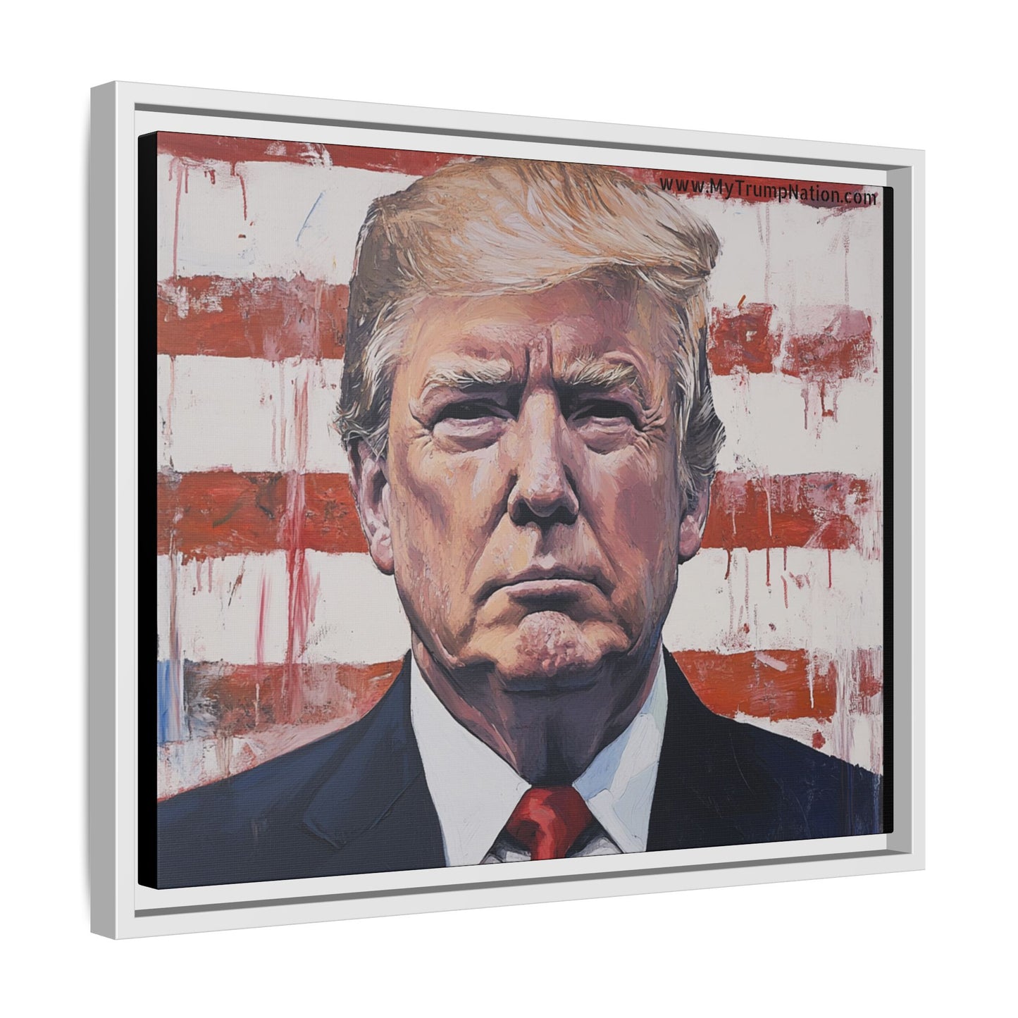 Patriotic Framed Canvas Art - Donald Trump Portrait