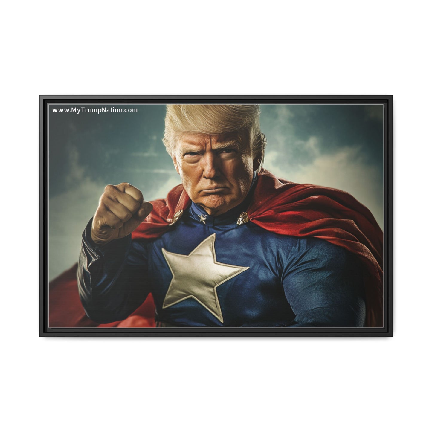 Donald Trump Patriotic Superhero Framed Canvas