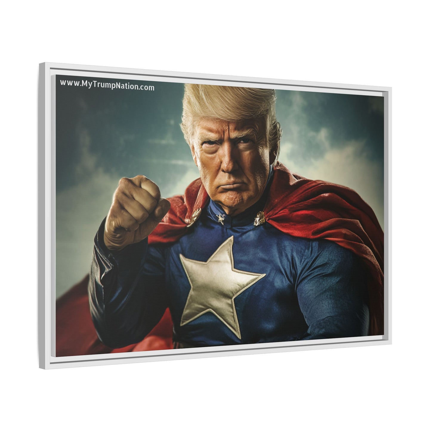Donald Trump Patriotic Superhero Framed Canvas