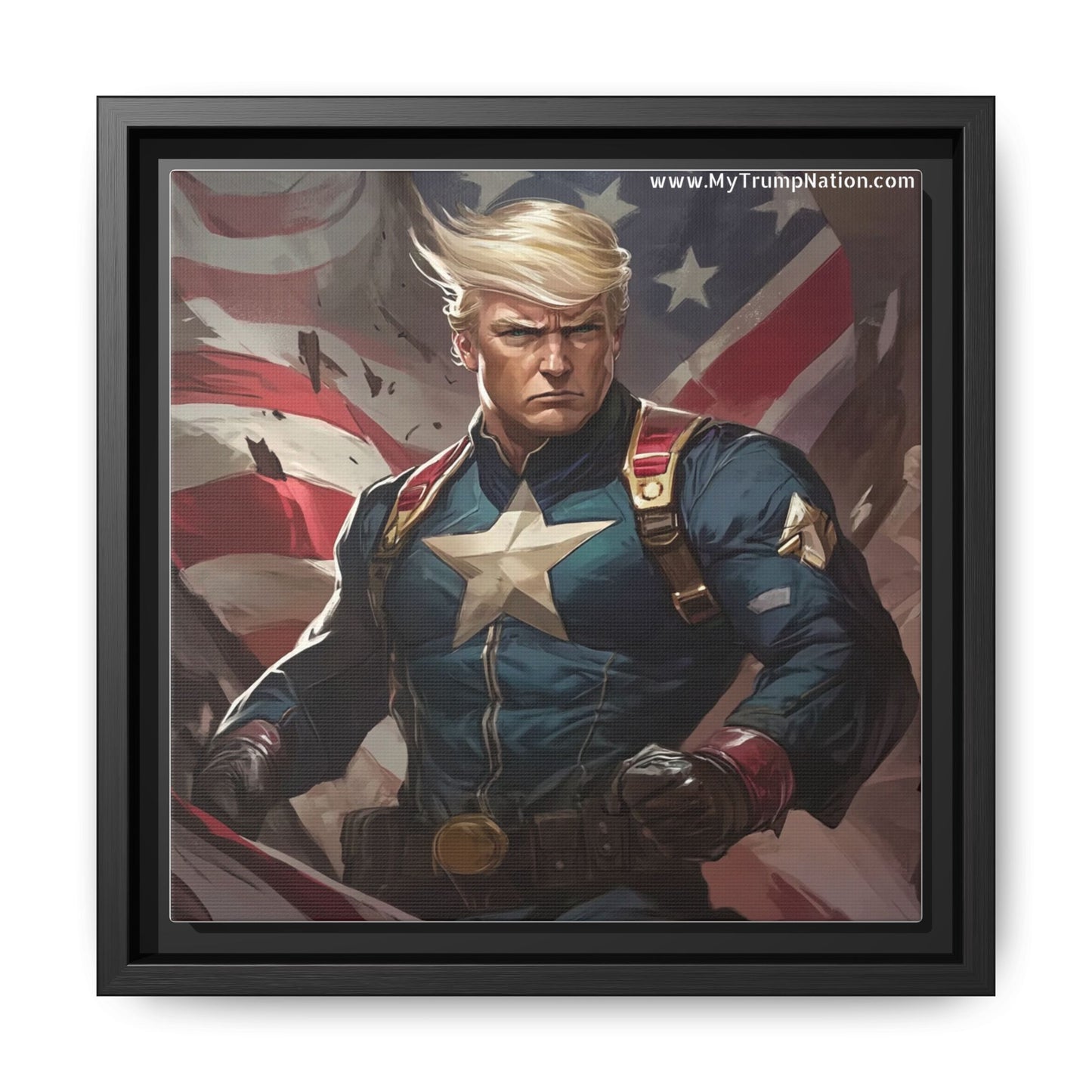 Donald Trump Patriotic Superhero Framed Canvas