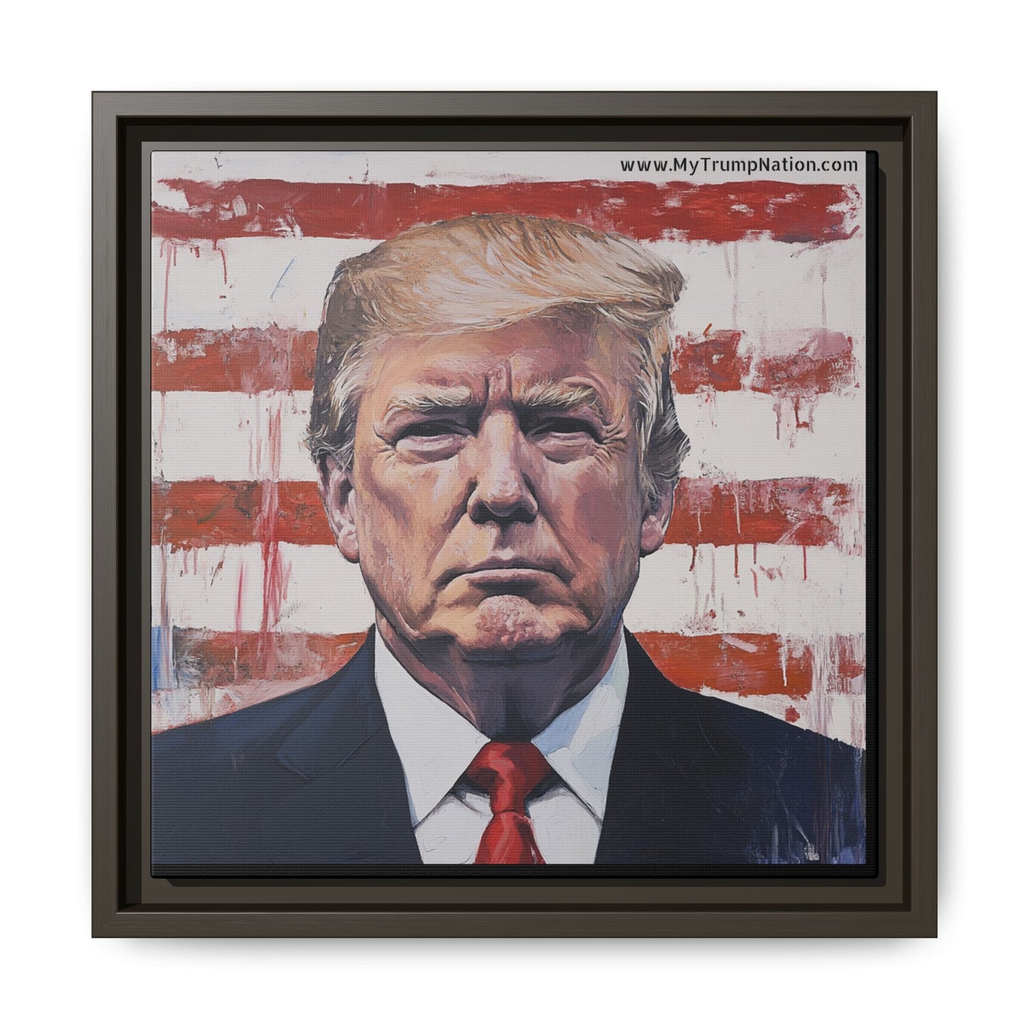 Patriotic Framed Canvas Art - Donald Trump Portrait