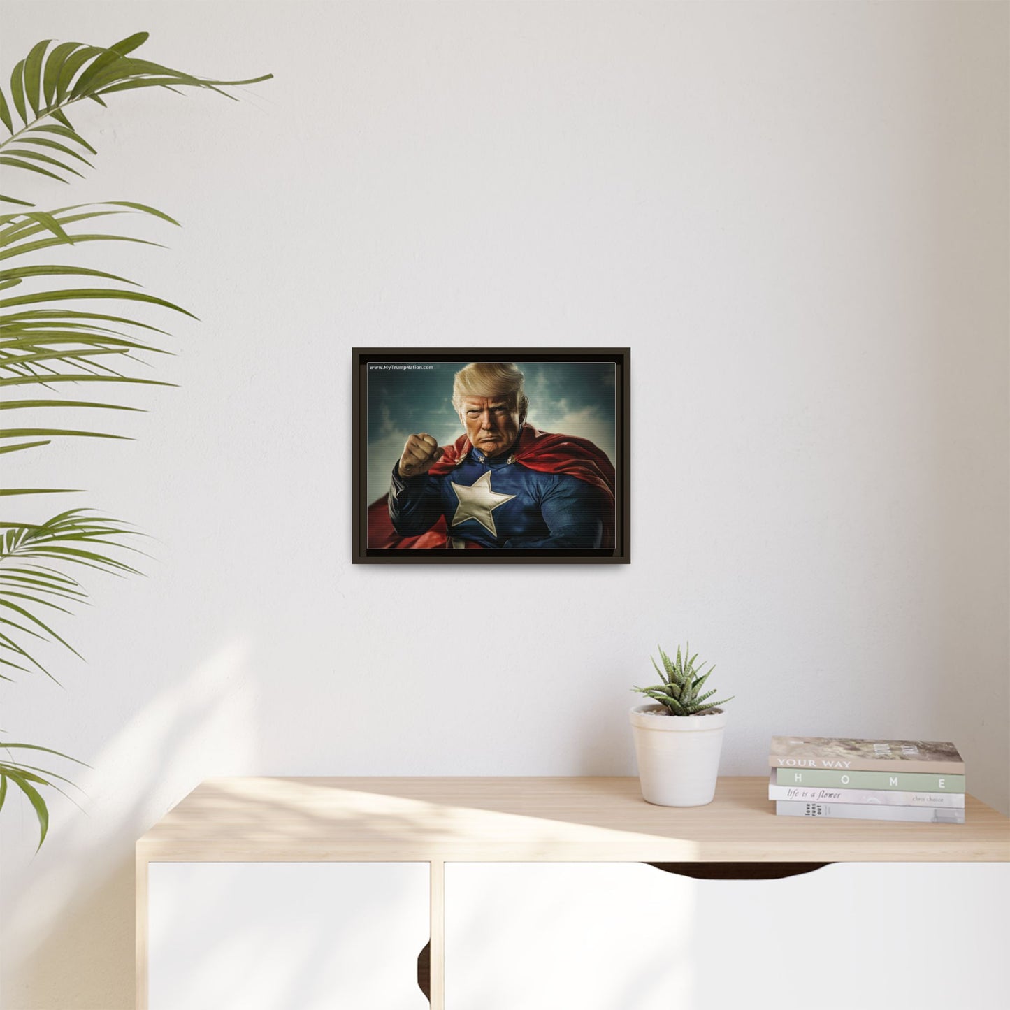 Donald Trump Patriotic Superhero Framed Canvas