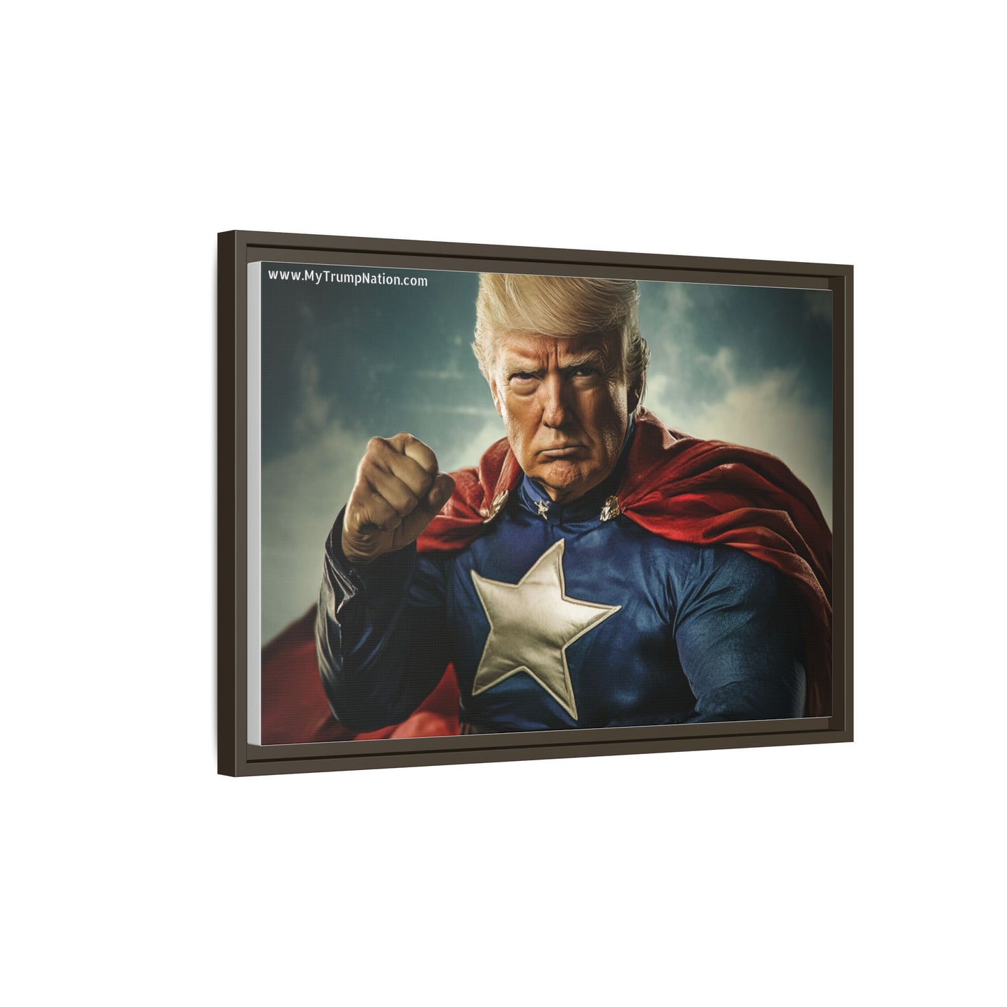 Donald Trump Patriotic Superhero Framed Canvas