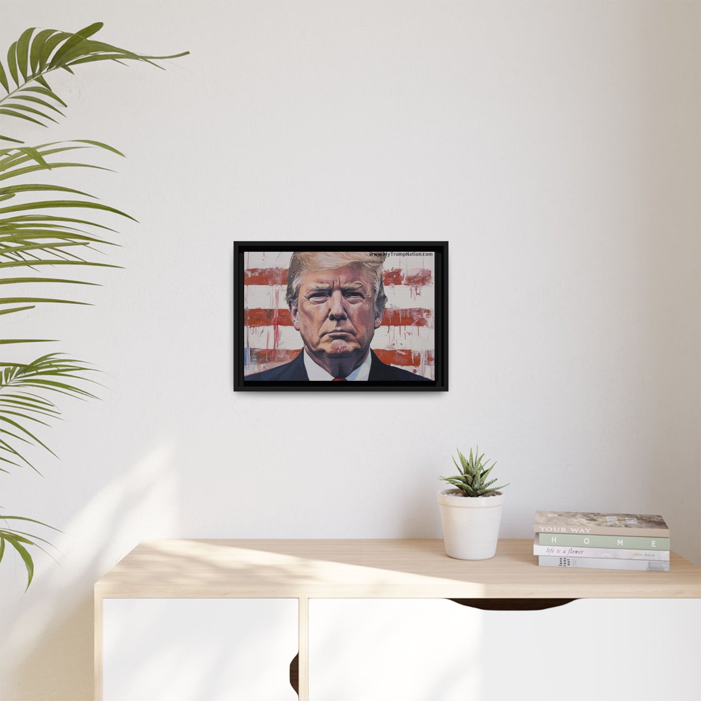 Patriotic Framed Canvas Art - Donald Trump Portrait