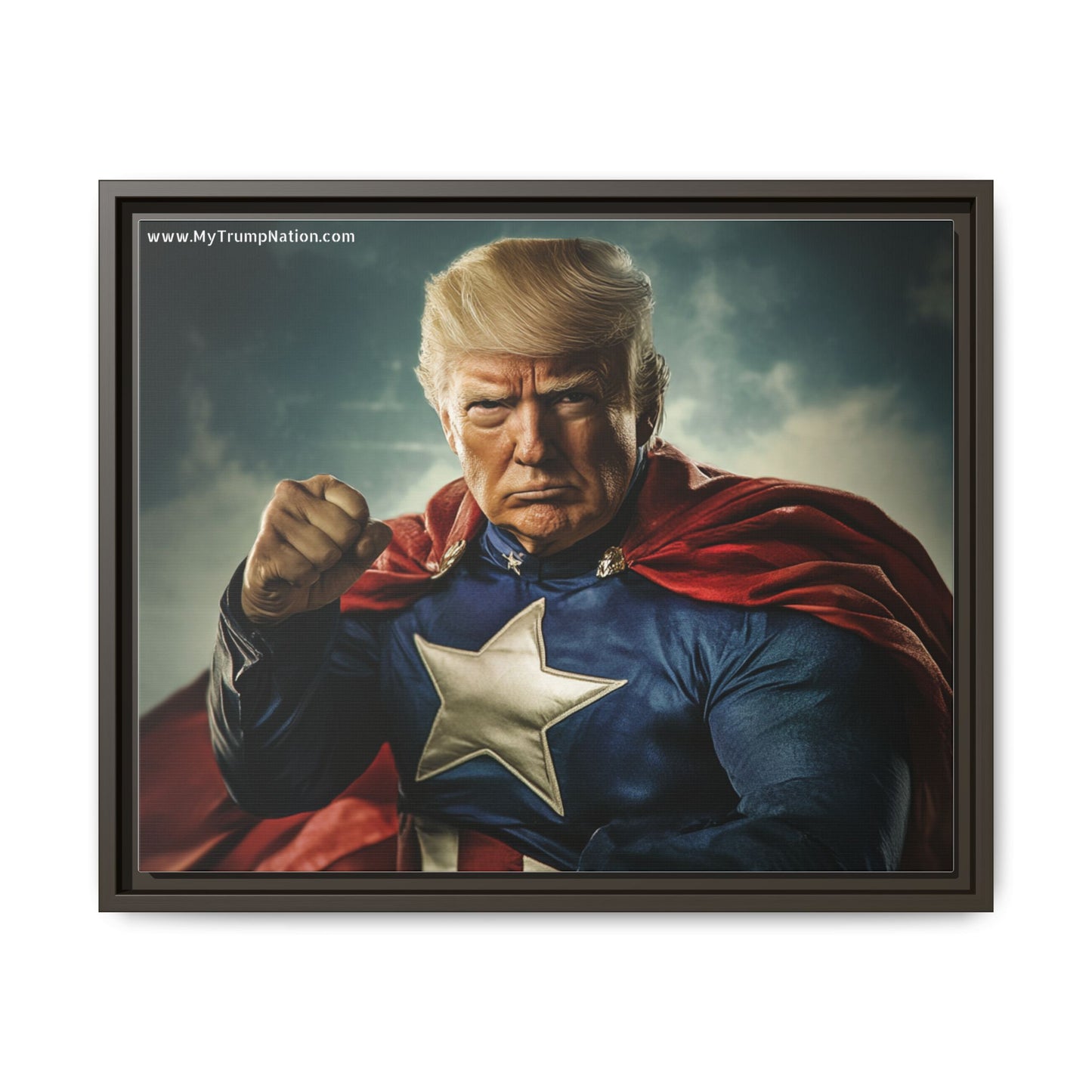 Donald Trump Patriotic Superhero Framed Canvas