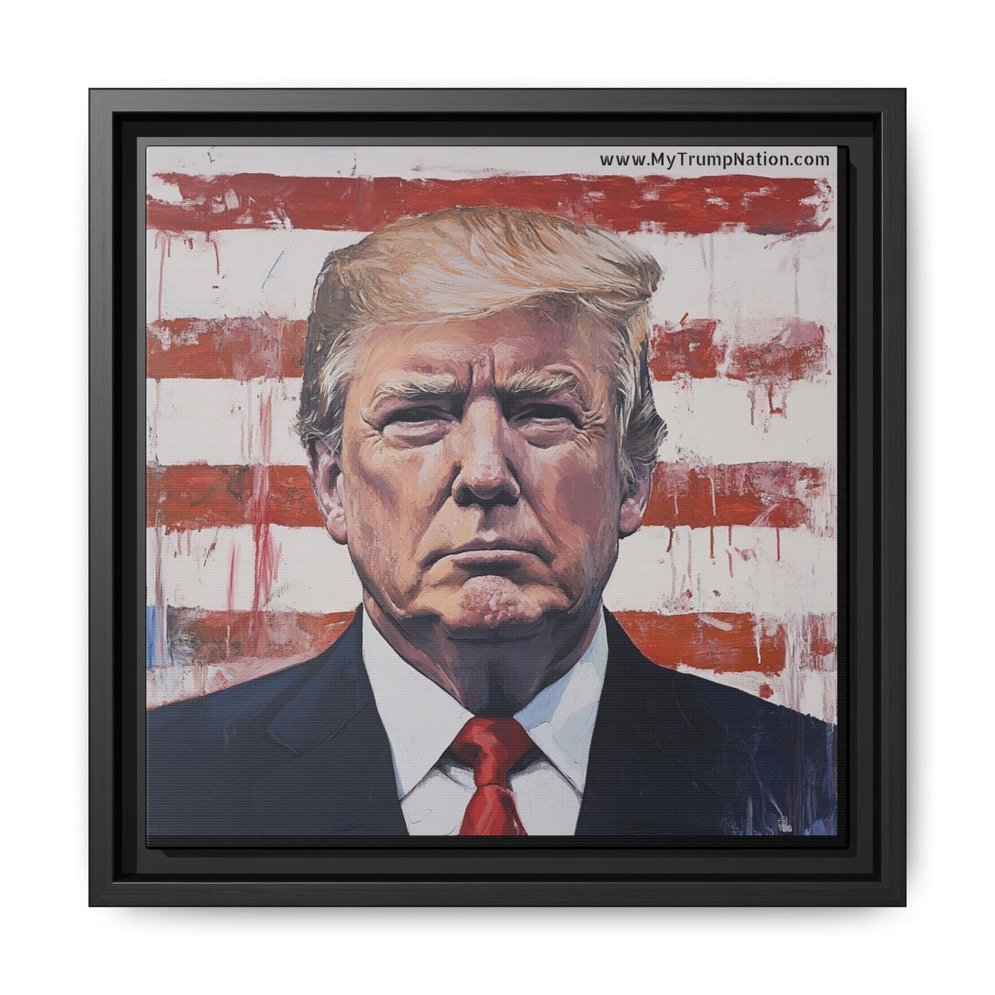 Patriotic Framed Canvas Art - Donald Trump Portrait