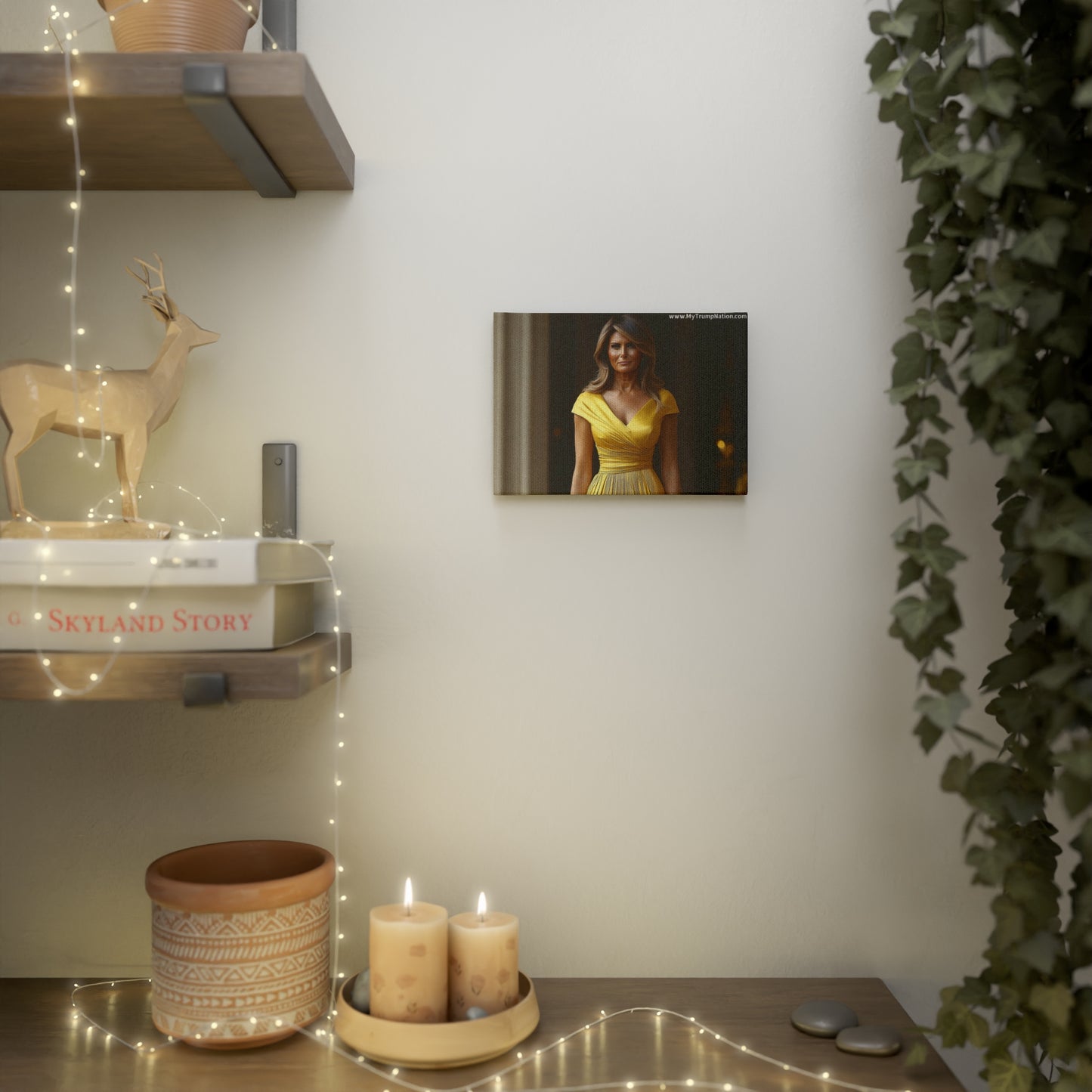 Melania Trump Yellow Dress Canvas Art