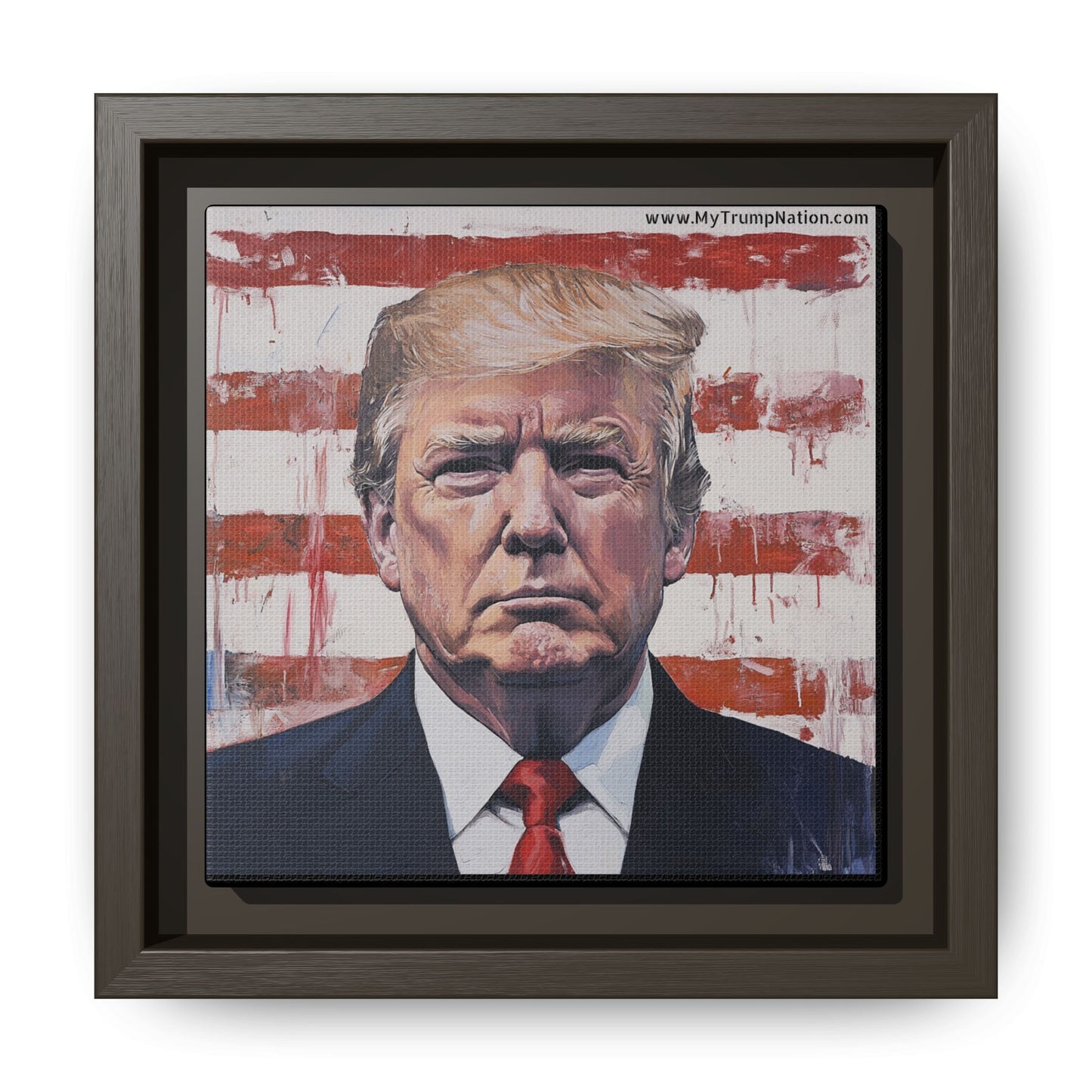 Patriotic Framed Canvas Art - Donald Trump Portrait