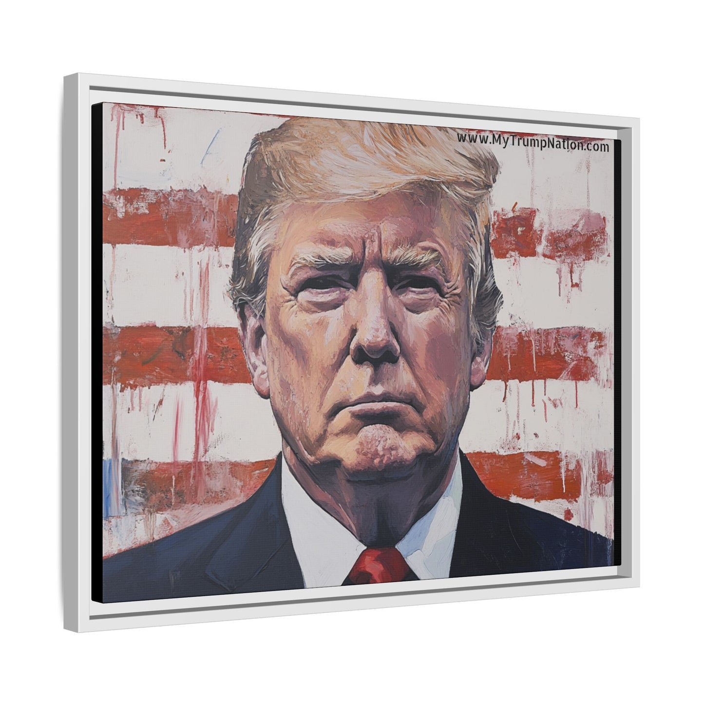 Patriotic Framed Canvas Art - Donald Trump Portrait