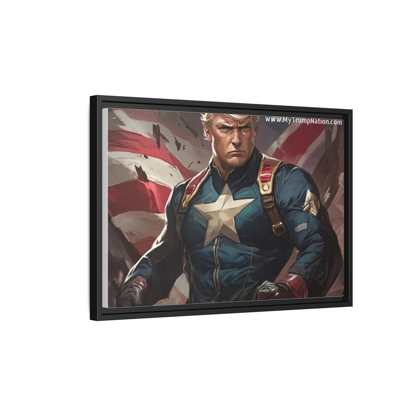 Donald Trump Patriotic Superhero Framed Canvas