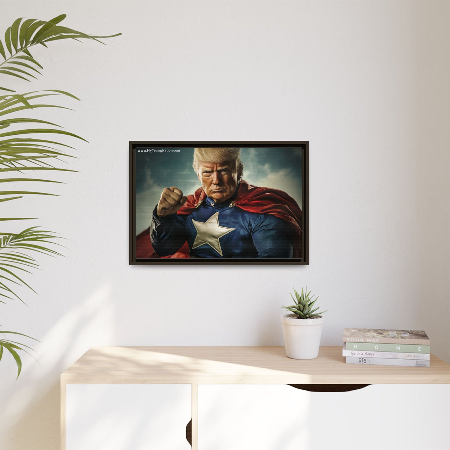 Donald Trump Patriotic Superhero Framed Canvas