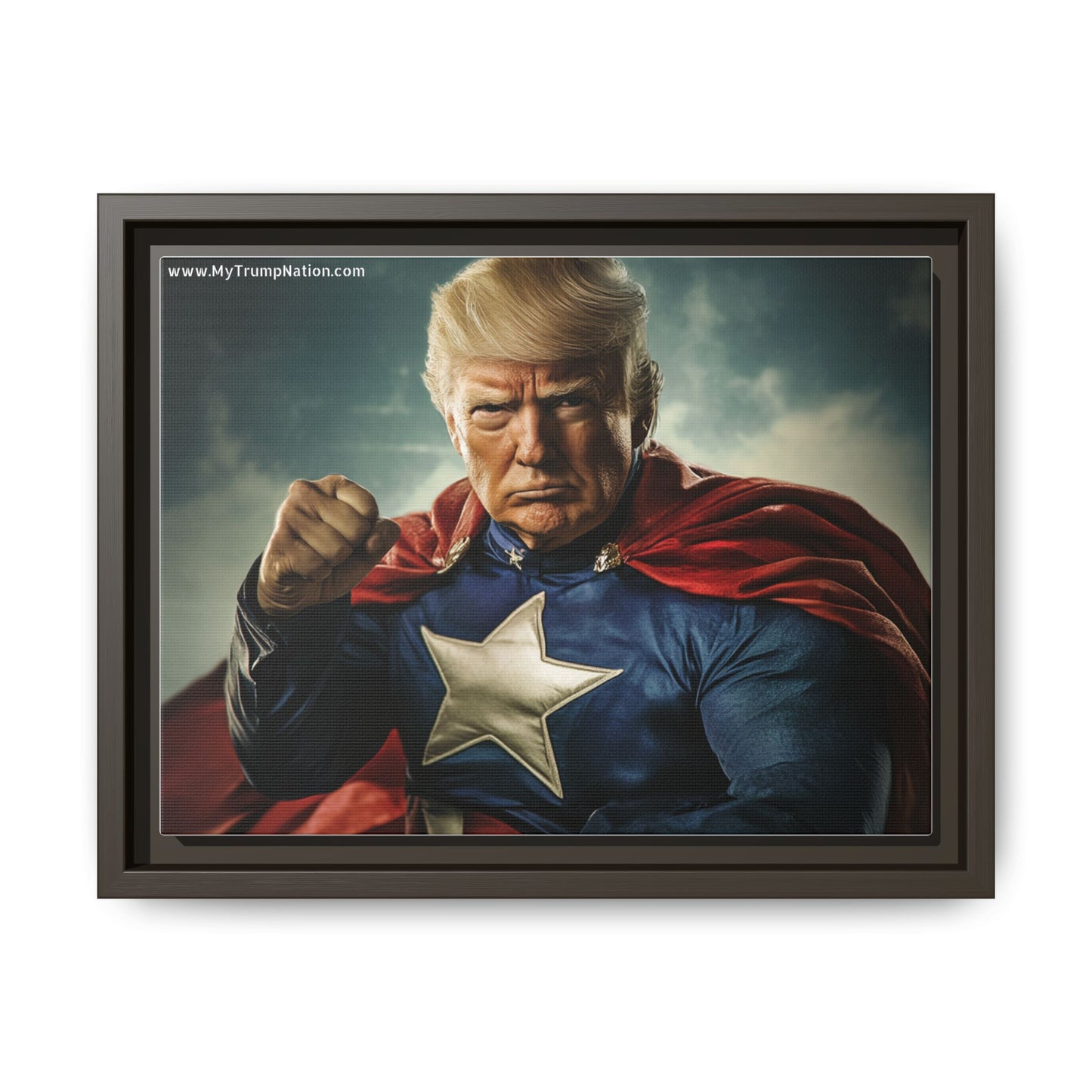 Donald Trump Patriotic Superhero Framed Canvas