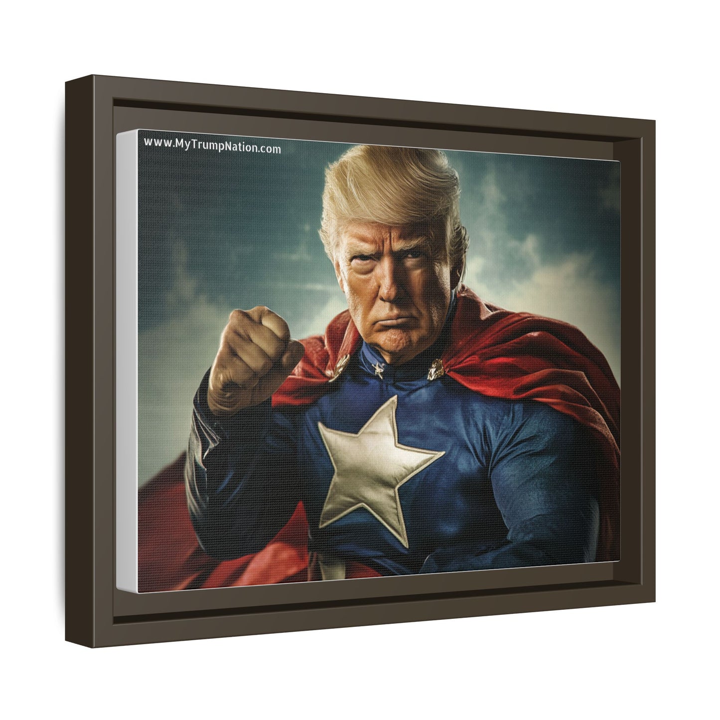 Donald Trump Patriotic Superhero Framed Canvas