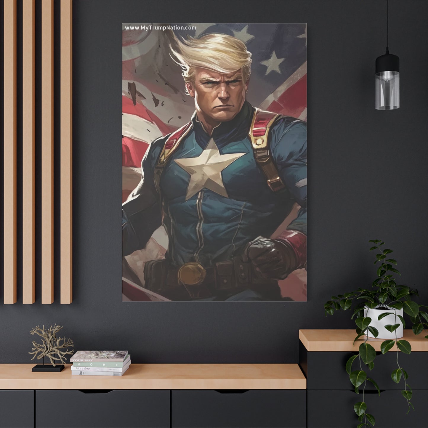 Donald Trump Patriotic Superhero Canvas Art